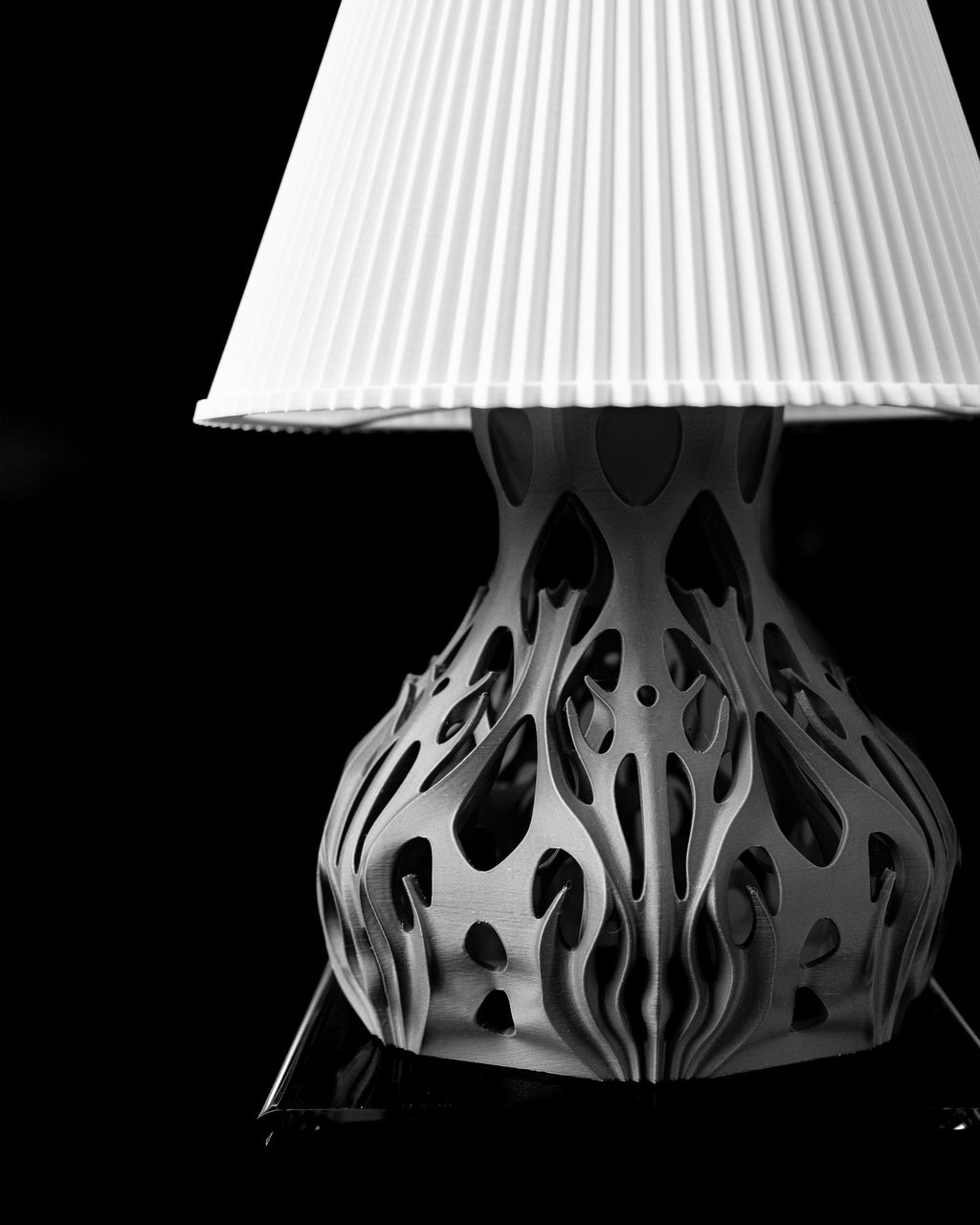 Sculptural 3D Printed Lamp – Organic Flame Form, Matte Black Art Light (etsy image id: 7913075999)