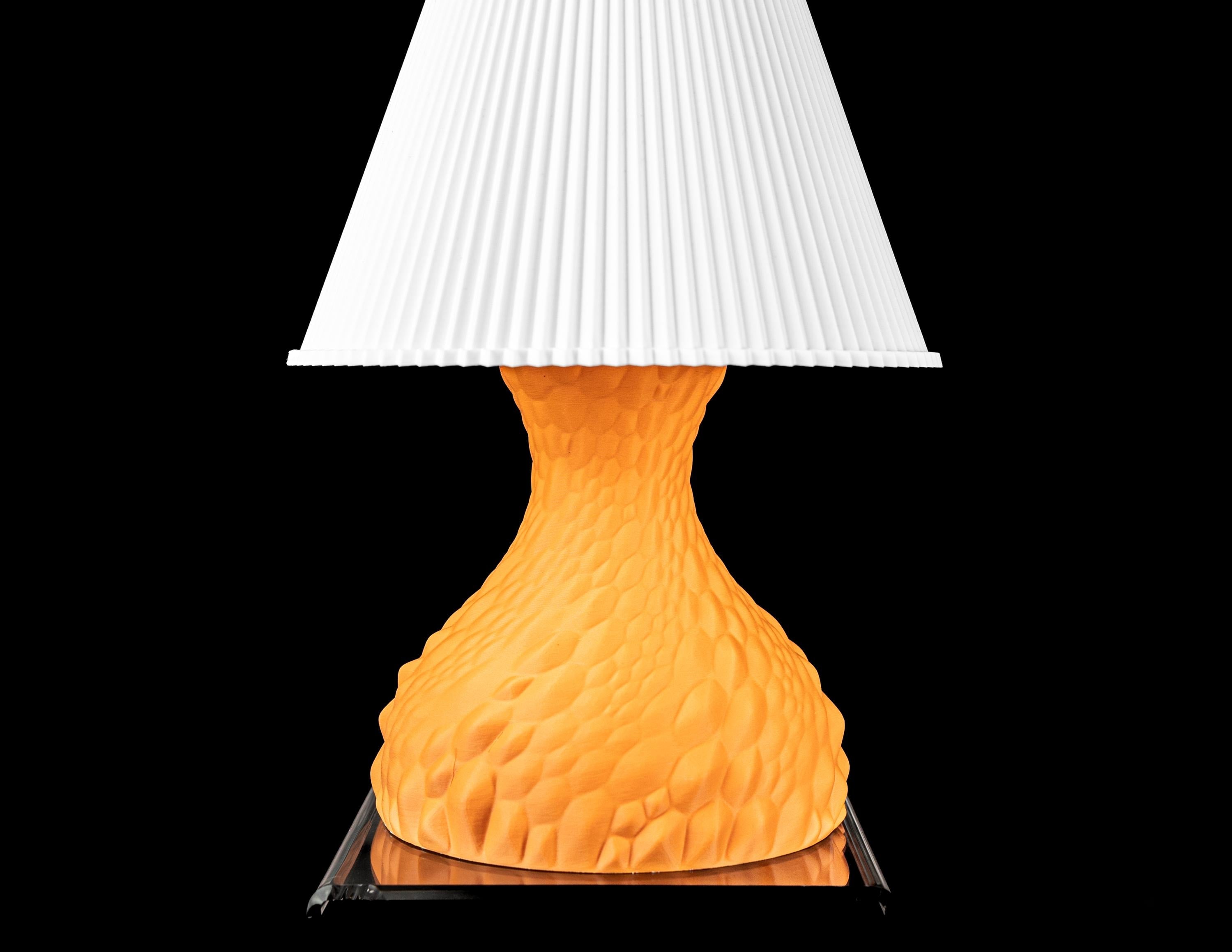 GATO Sculptural Lamp – 3D Printed Textured Stone Form, Warm Orange Designer Art Light (etsy image id: 7913081617)