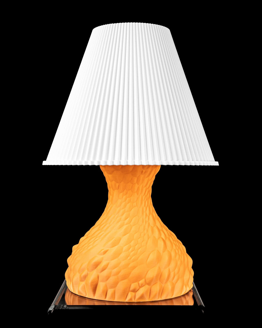 GATO Sculptural Lamp – 3D Printed Textured Stone Form, Warm Orange Designer Art Light (etsy image id: 7913081637)