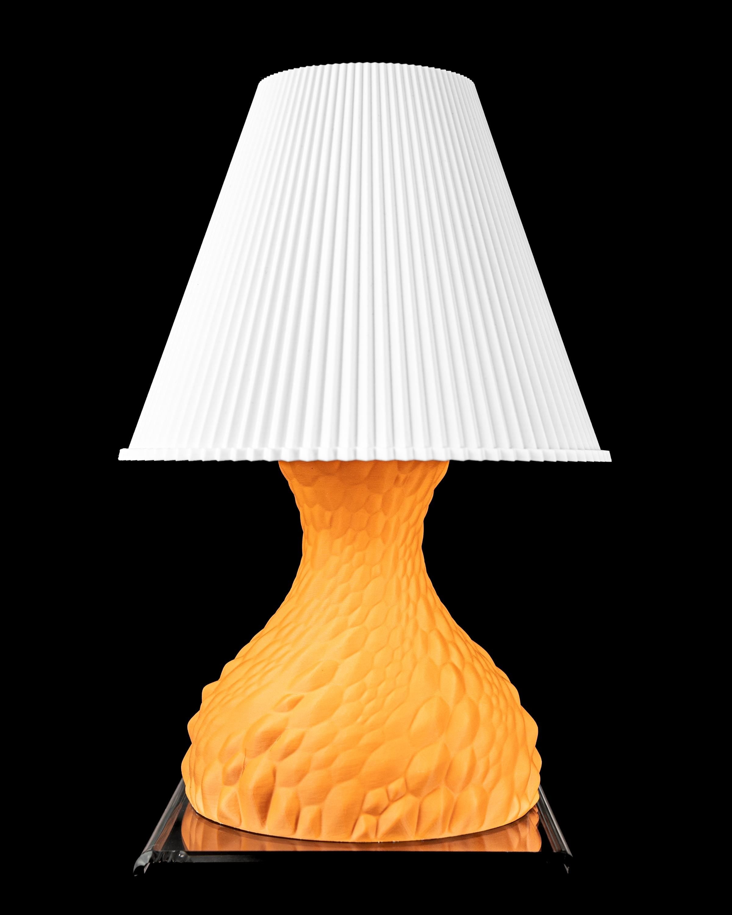 GATO Sculptural Lamp – 3D Printed Textured Stone Form, Warm Orange Designer Art Light (etsy image id: 7913081637)
