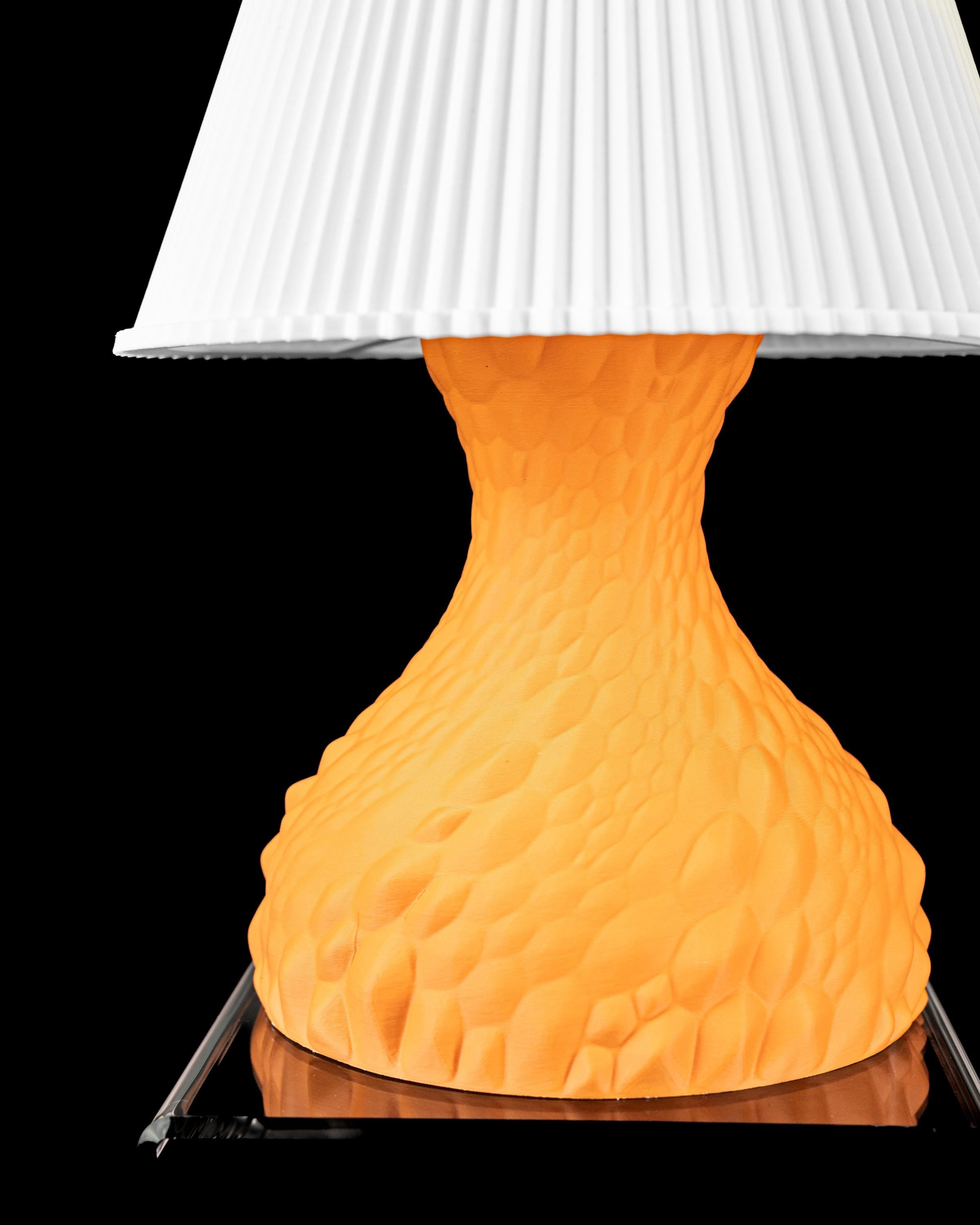 GATO Sculptural Lamp – 3D Printed Textured Stone Form, Warm Orange Designer Art Light (etsy image id: 7913081655)