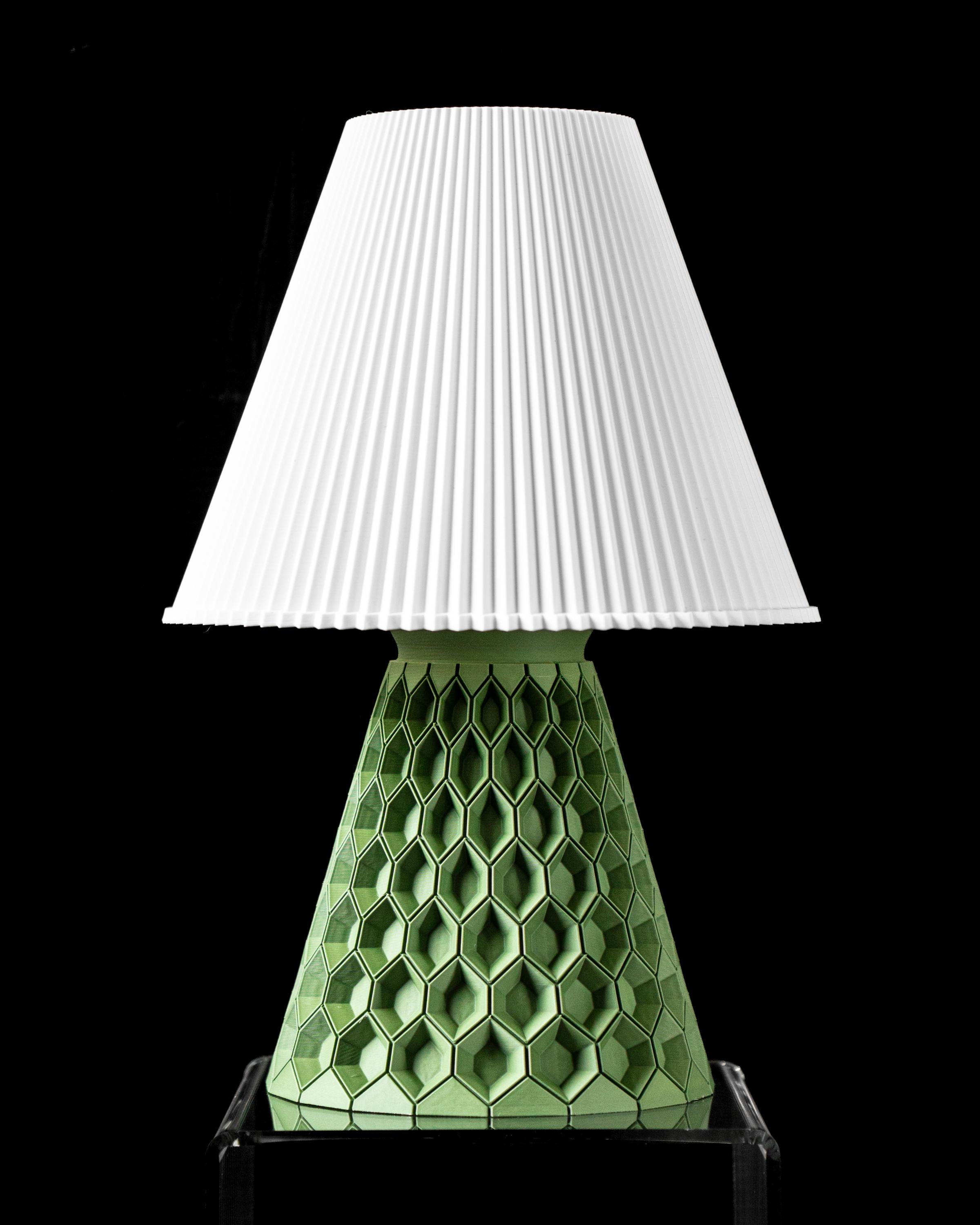 HEXA Lamp – 3D Printed Geometric Table Lamp, Sage Green Honeycomb Design (etsy image id: 7913087785)