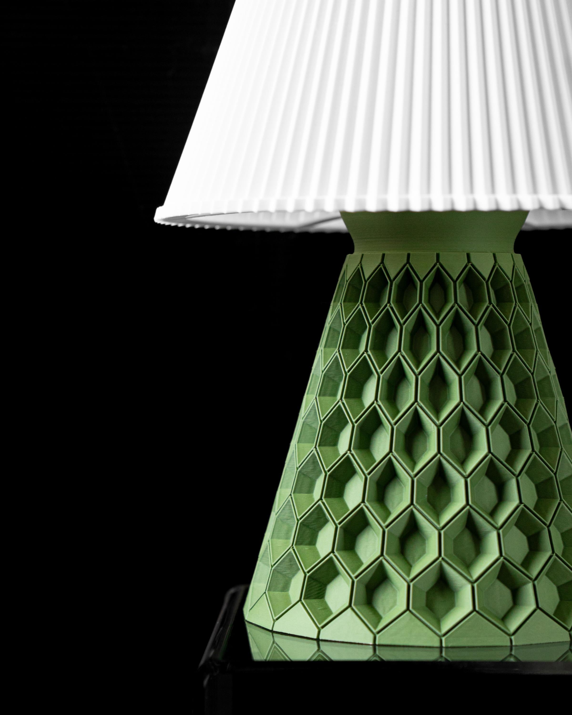 HEXA Lamp – 3D Printed Geometric Table Lamp, Sage Green Honeycomb Design (etsy image id: 7913087925)