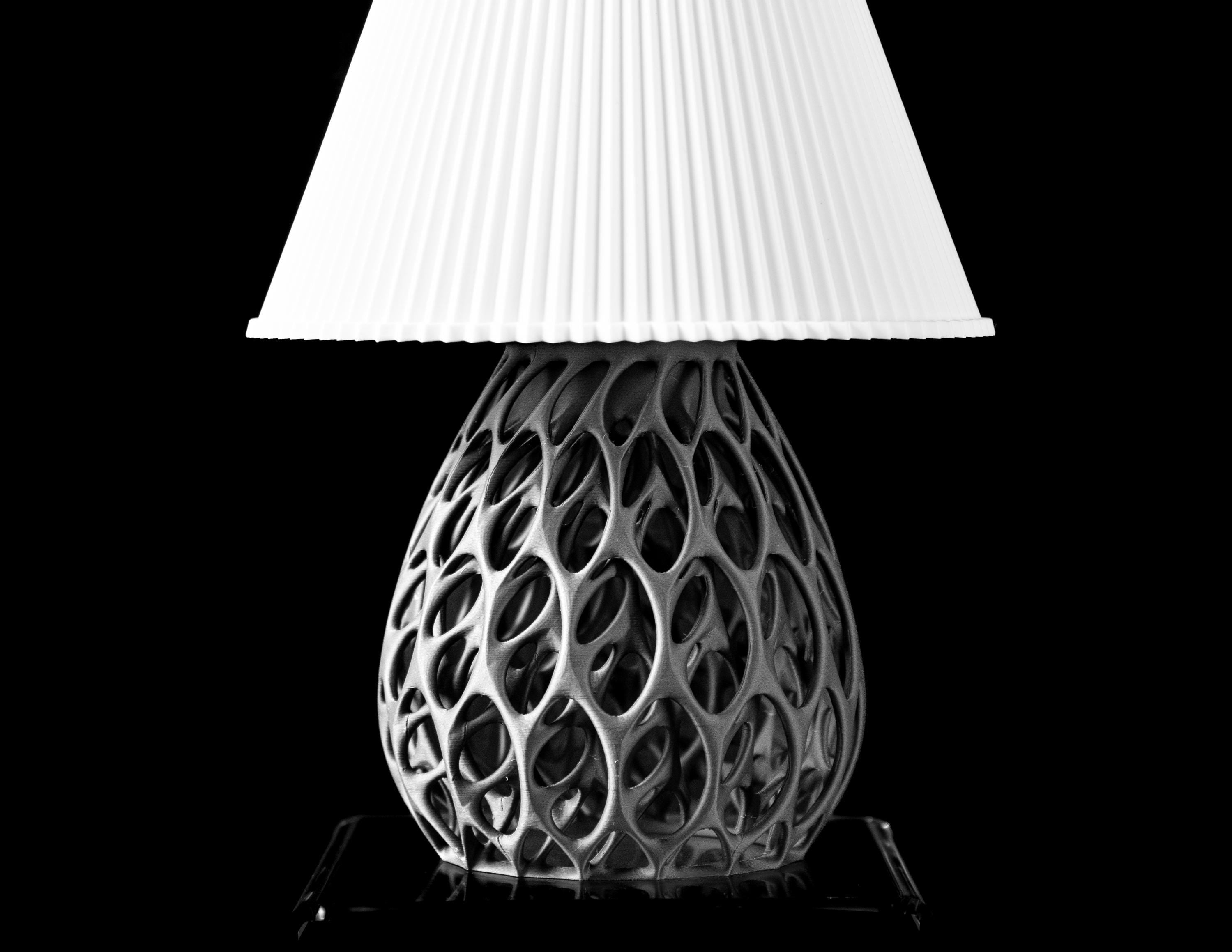 INVADER 02 - 3D Printed Sculptural Table Lamp – Organic Oval Lattice, Matte Grey Design (etsy image id: 7913100615)