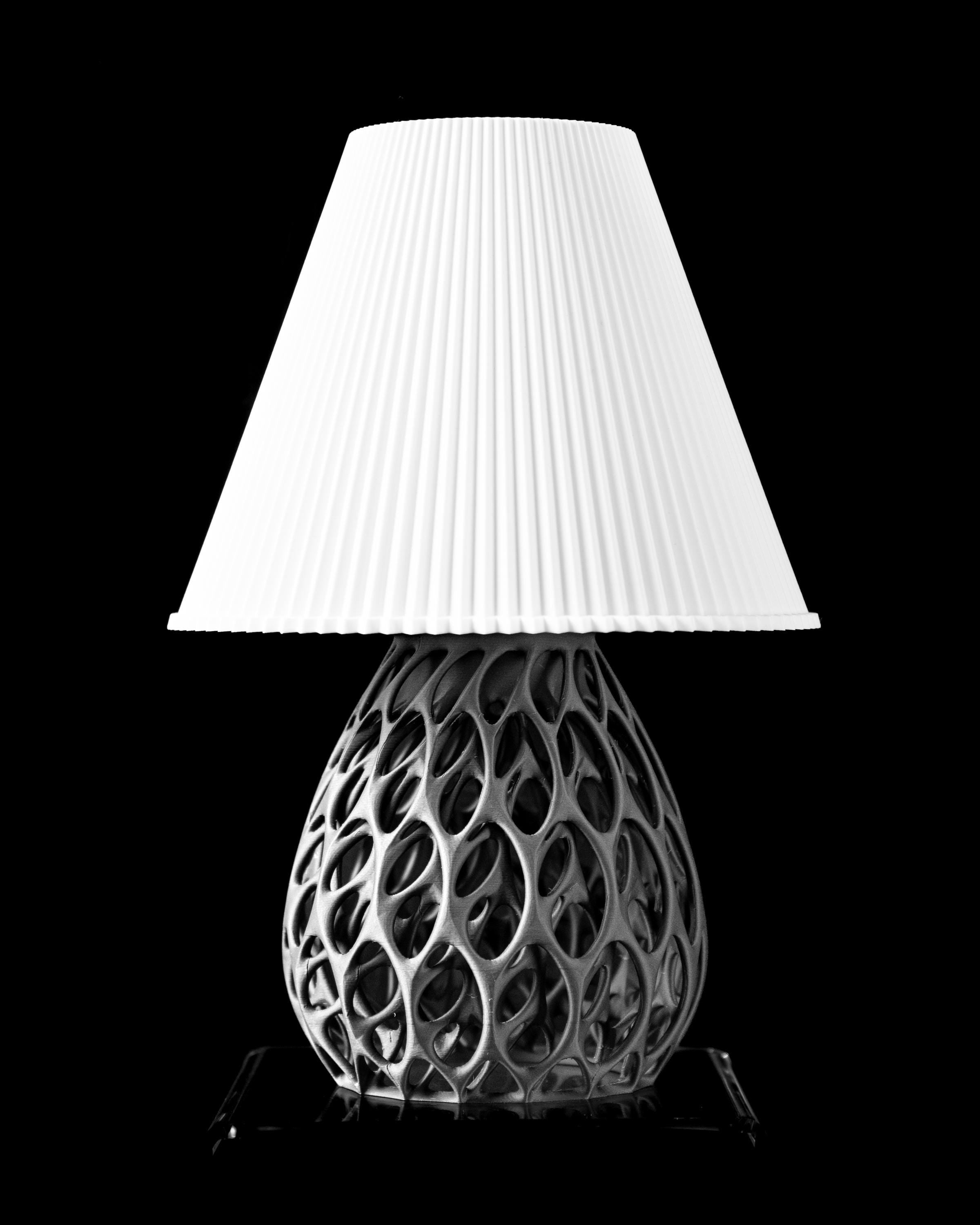 INVADER 02 - 3D Printed Sculptural Table Lamp – Organic Oval Lattice, Matte Grey Design (etsy image id: 7913100623)