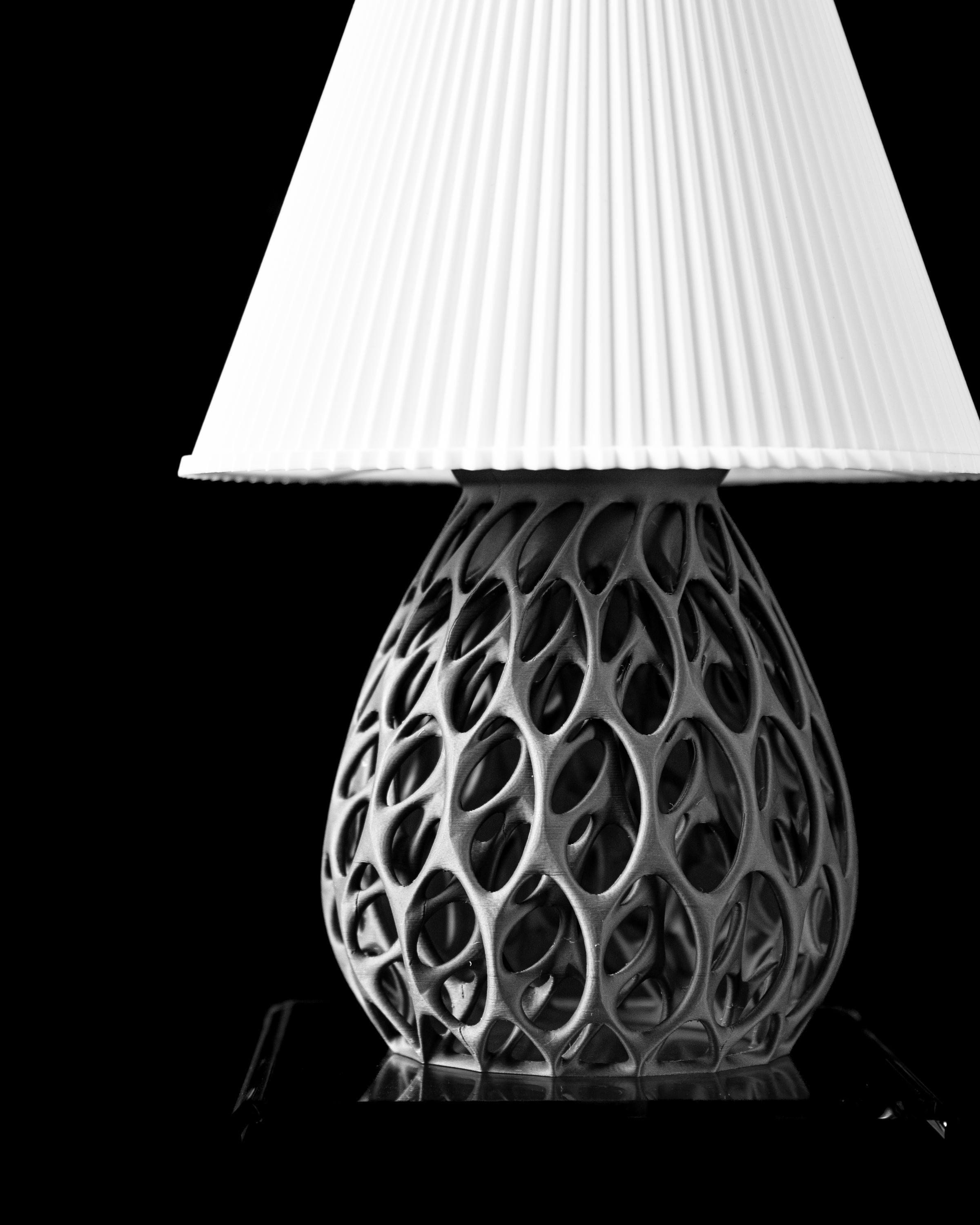 INVADER 02 - 3D Printed Sculptural Table Lamp – Organic Oval Lattice, Matte Grey Design (etsy image id: 7913100703)