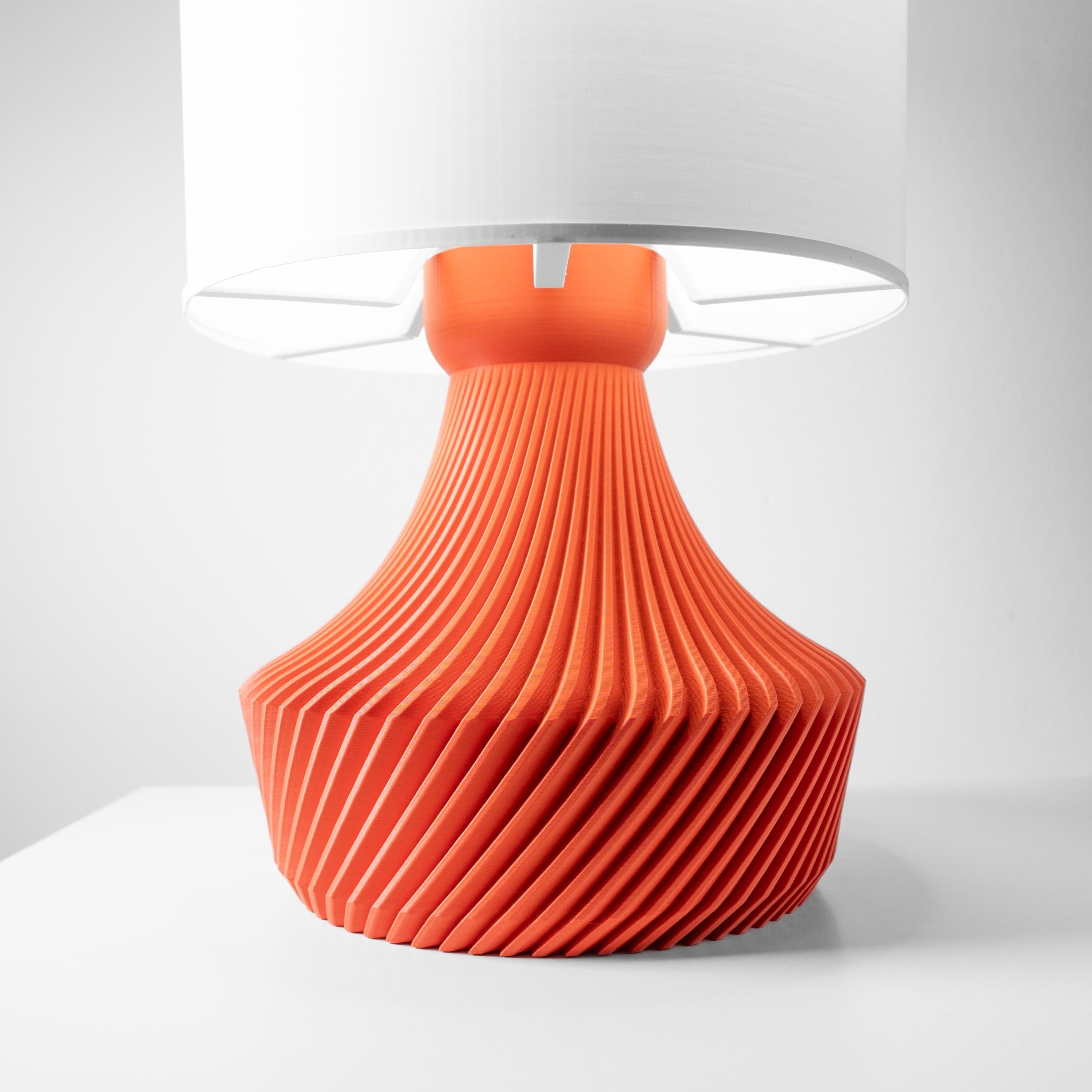 KITA Lamp – 3D Printed Ribbed Sculptural Table Lamp, Bold Orange, Mid-Century Modern Art (etsy image id: 7913105261)