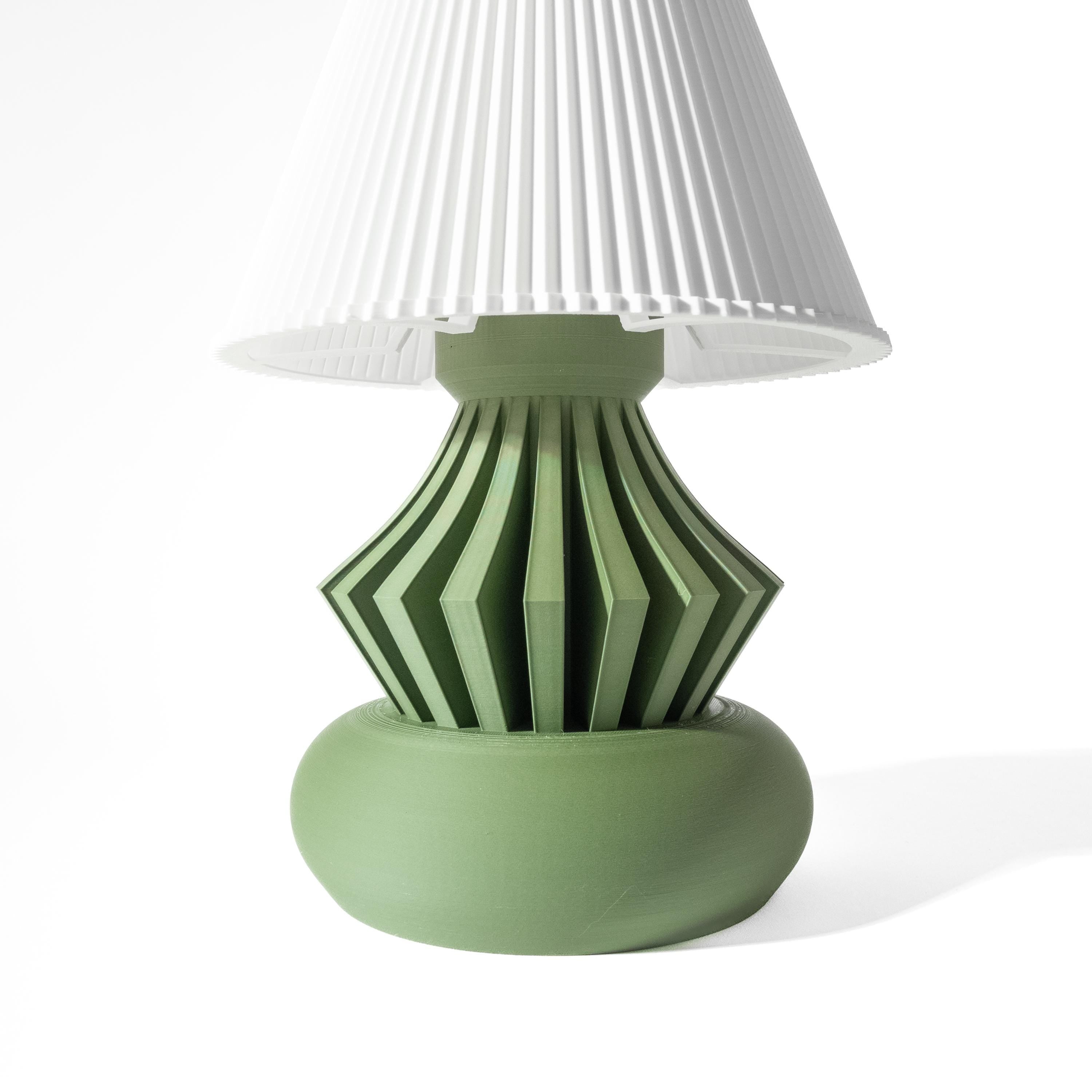 ODON Sculptural 3D Printed Lamp – Sage Green Origami Fins, Torus Base (Bulb Included) (etsy image id: 7913128037)