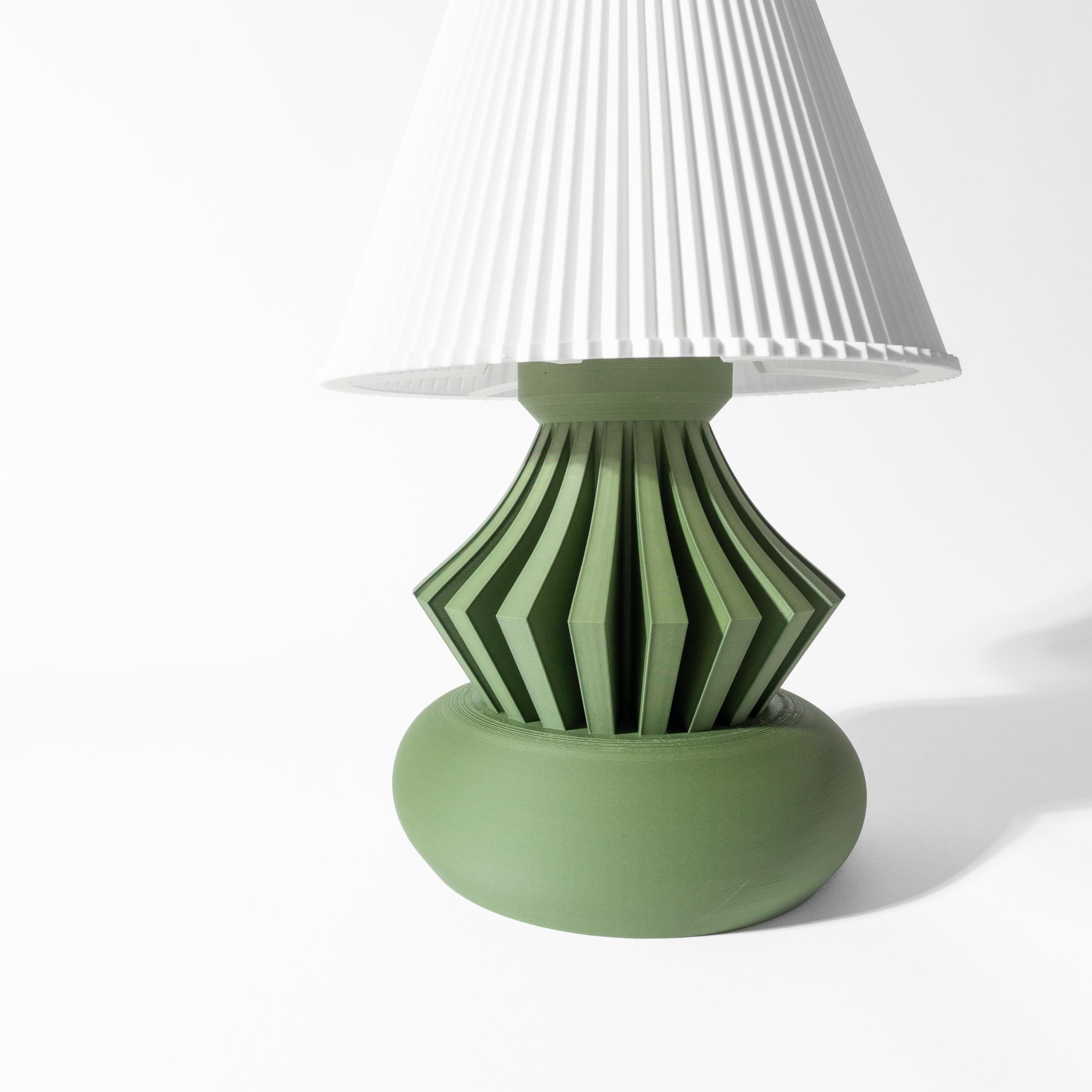 ODON Sculptural 3D Printed Lamp – Sage Green Origami Fins, Torus Base (Bulb Included) (etsy image id: 7913128111)