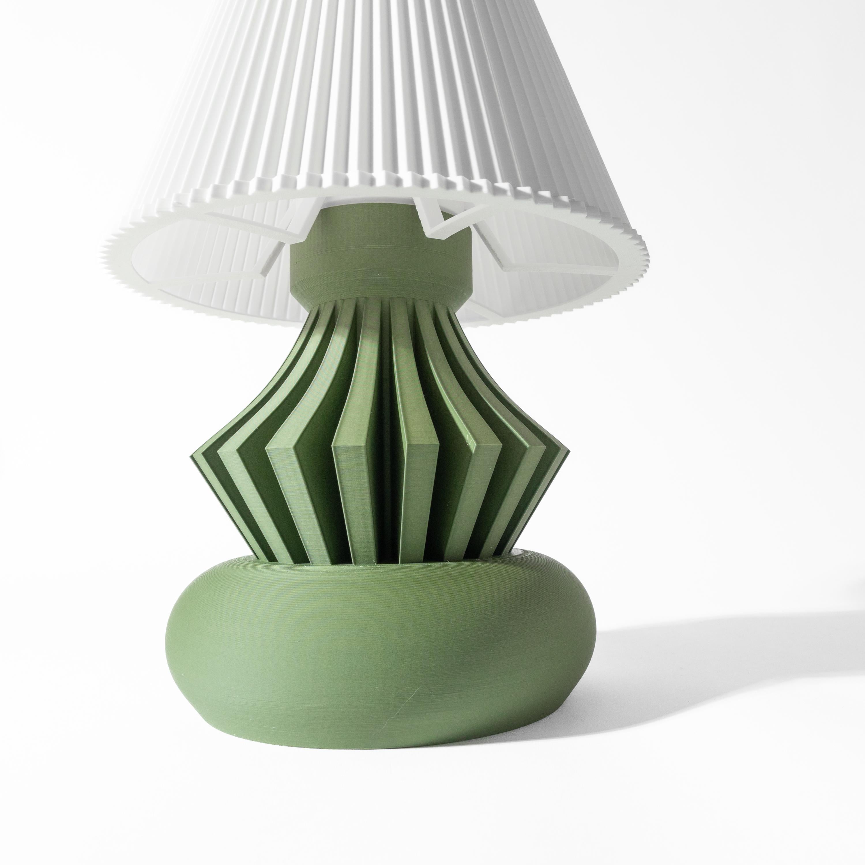 ODON Sculptural 3D Printed Lamp – Sage Green Origami Fins, Torus Base (Bulb Included) (etsy image id: 7913128113)