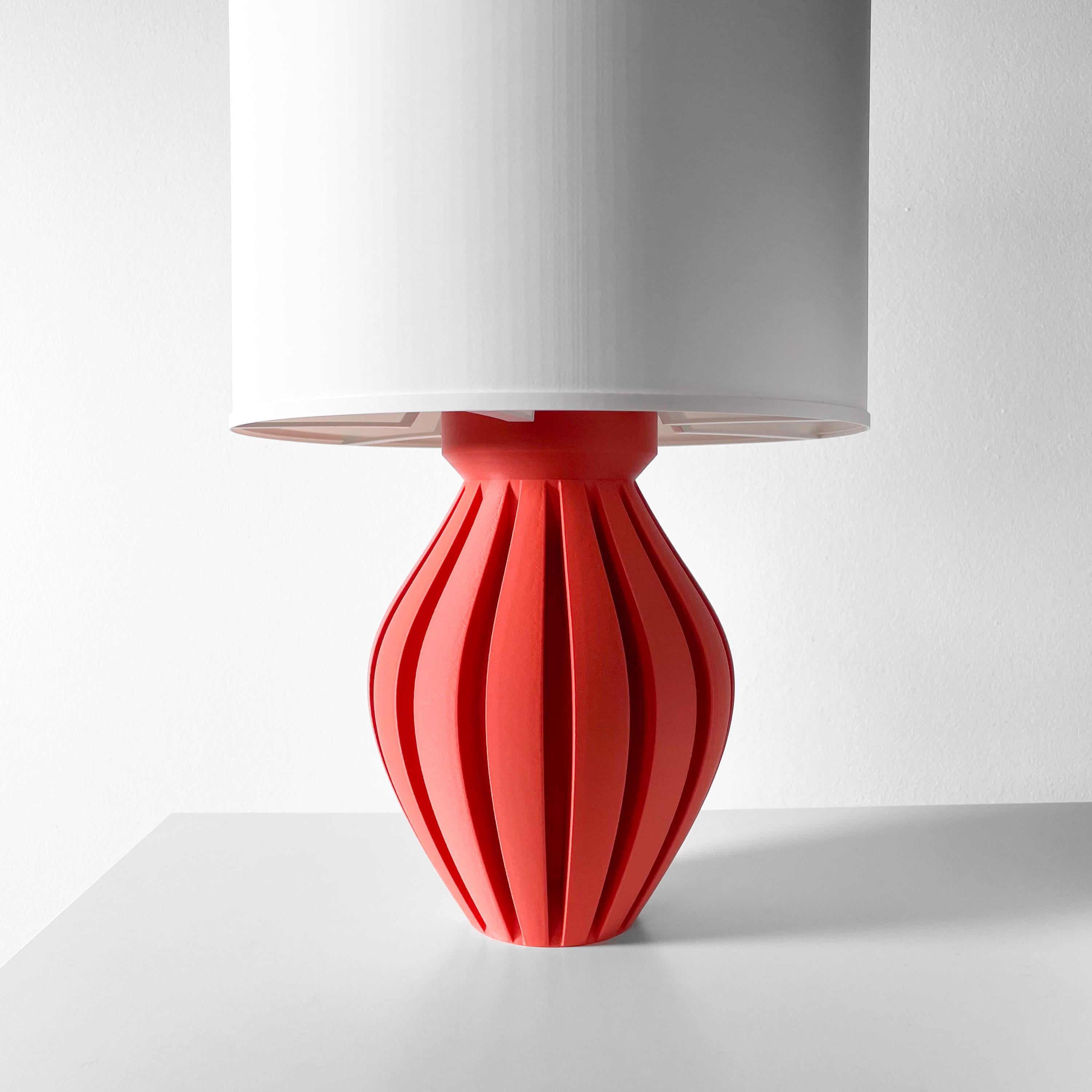 OKOMI 3D Printed Sculptural Lamp – Ribbed Vase Form, Coral Red Art Lamp (etsy image id: 7913132601)