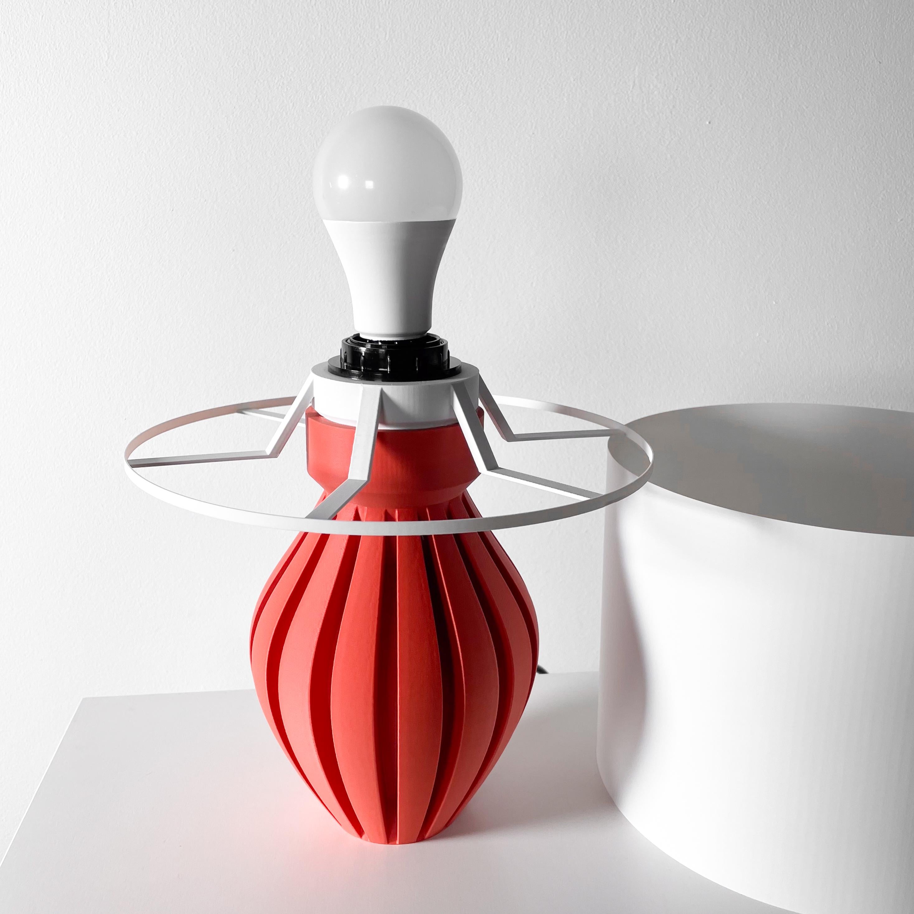 OKOMI 3D Printed Sculptural Lamp – Ribbed Vase Form, Coral Red Art Lamp (etsy image id: 7913132605)