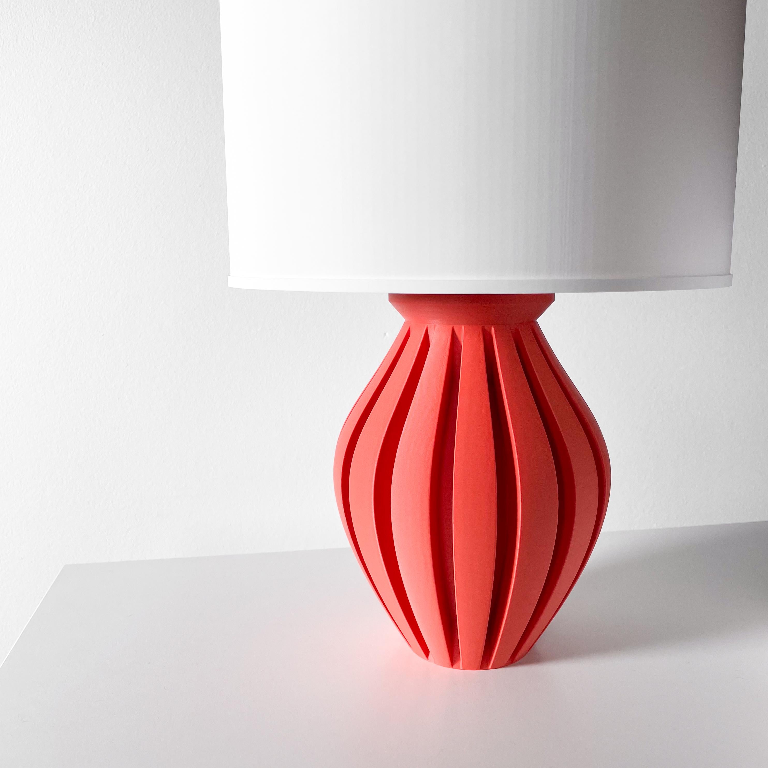 OKOMI 3D Printed Sculptural Lamp – Ribbed Vase Form, Coral Red Art Lamp (etsy image id: 7913132607)