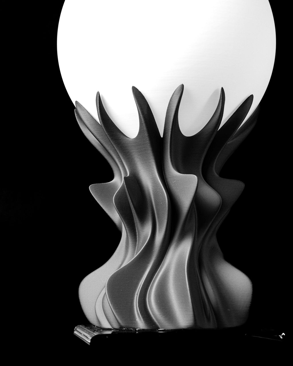 ORB 3D Printed Lamp – Sculptural Flame Wave Base, Globe Shade (LED Bulb Included) (etsy image id: 7913136929)