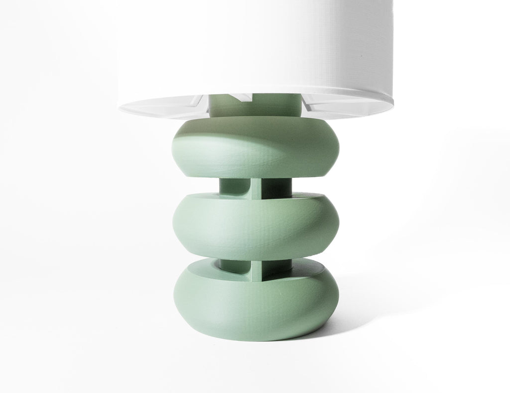 OVA 3D Printed Sculptural Lamp – Stacked Torus Form, Sage Green Art Lamp (etsy image id: 7913159659)