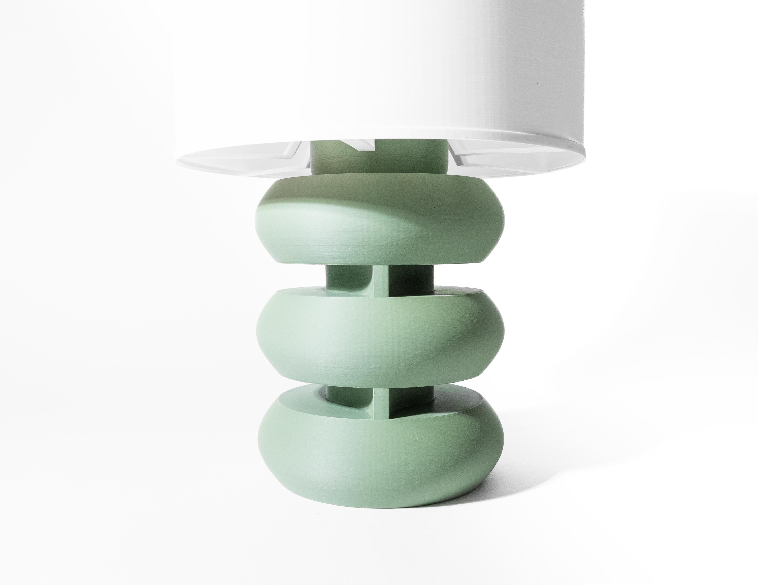 OVA 3D Printed Sculptural Lamp – Stacked Torus Form, Sage Green Art Lamp (etsy image id: 7913159659)