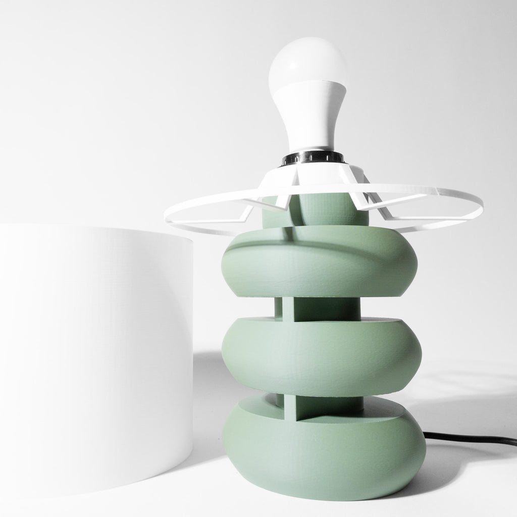 OVA 3D Printed Sculptural Lamp – Stacked Torus Form, Sage Green Art Lamp (etsy image id: 7913159689)