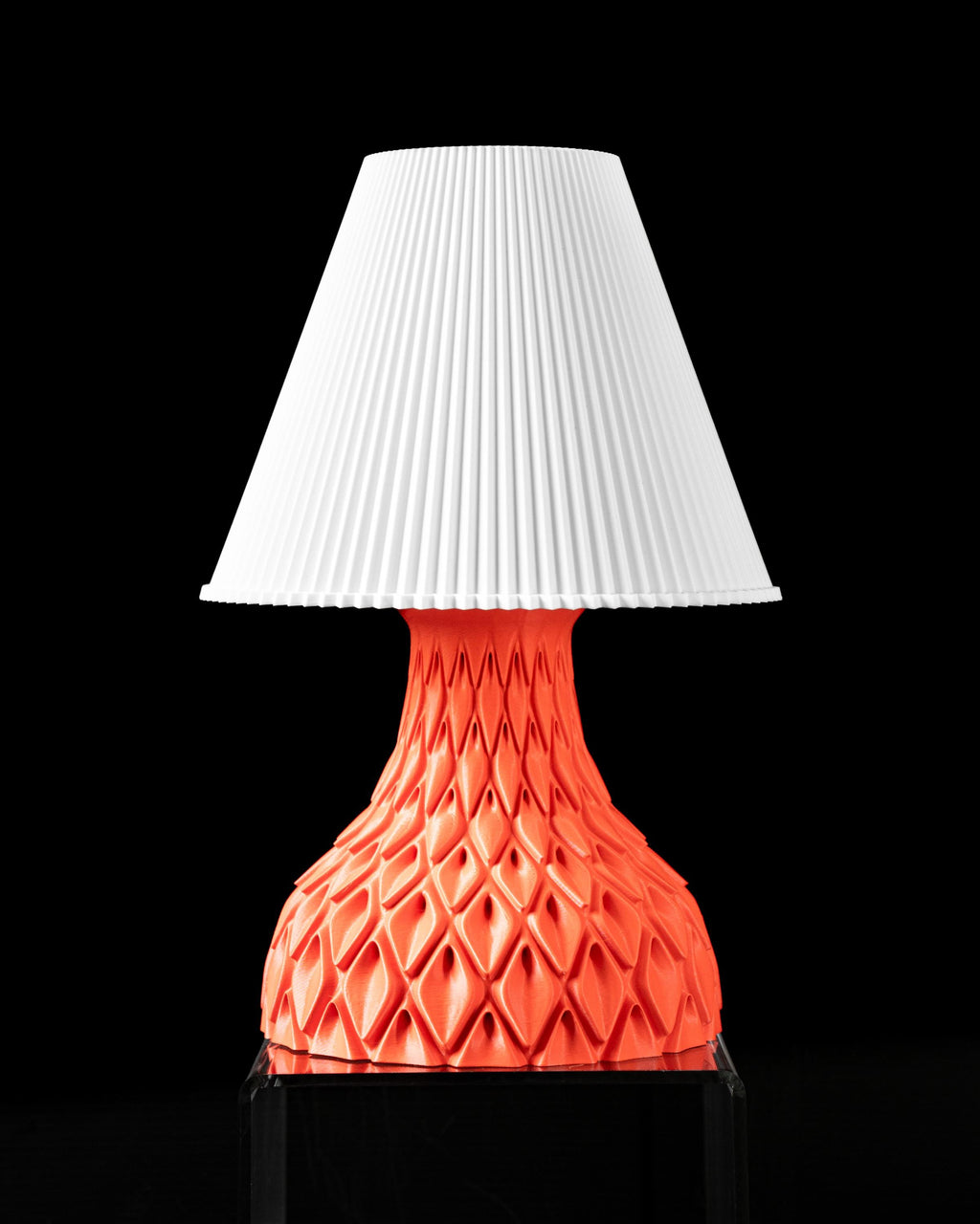 PETAL Lamp – 3D Printed Sculptural Table, Coral Orange Embossed Petal Lattice (etsy image id: 7913164627)