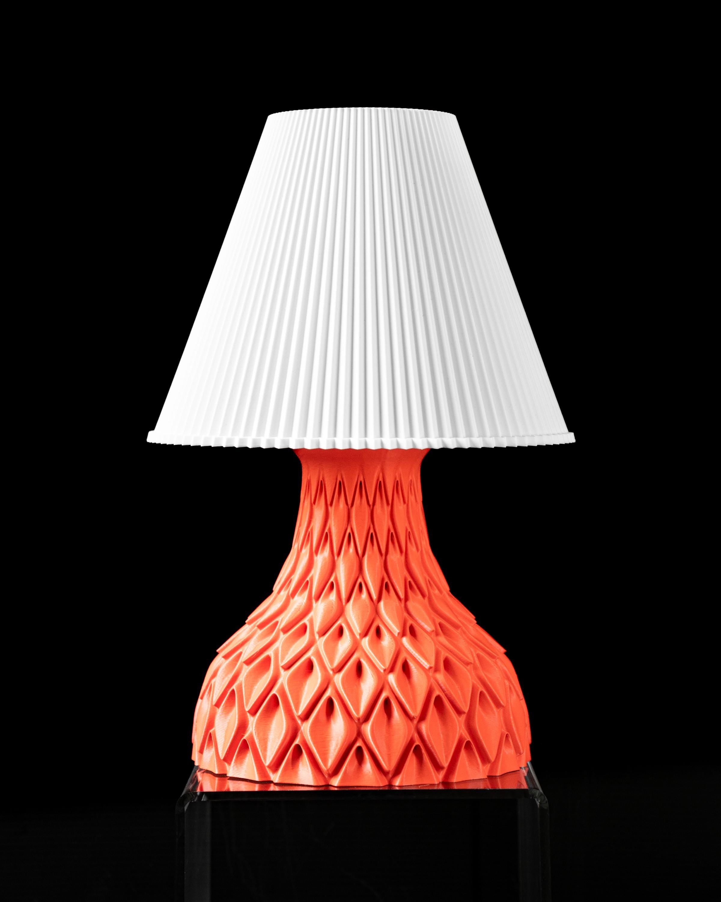 PETAL Lamp – 3D Printed Sculptural Table, Coral Orange Embossed Petal Lattice (etsy image id: 7913164627)