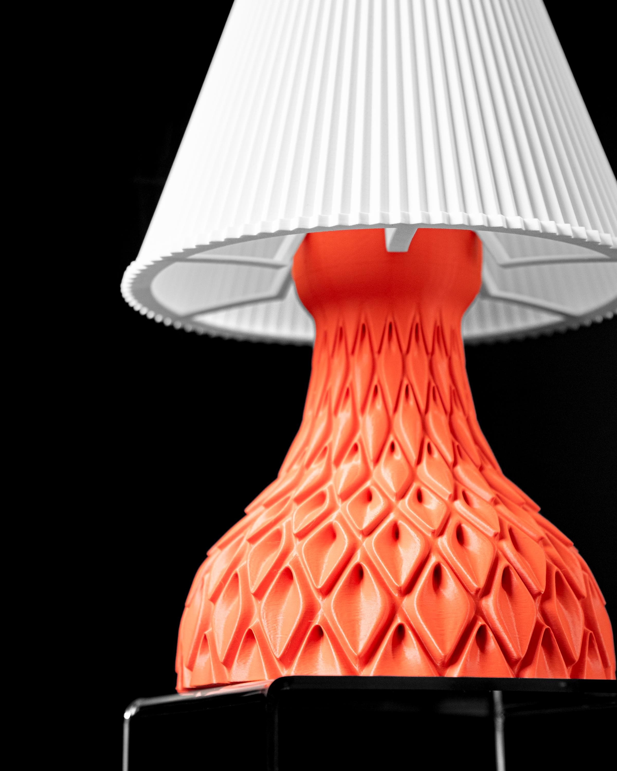 PETAL Lamp – 3D Printed Sculptural Table, Coral Orange Embossed Petal Lattice (etsy image id: 7913164717)