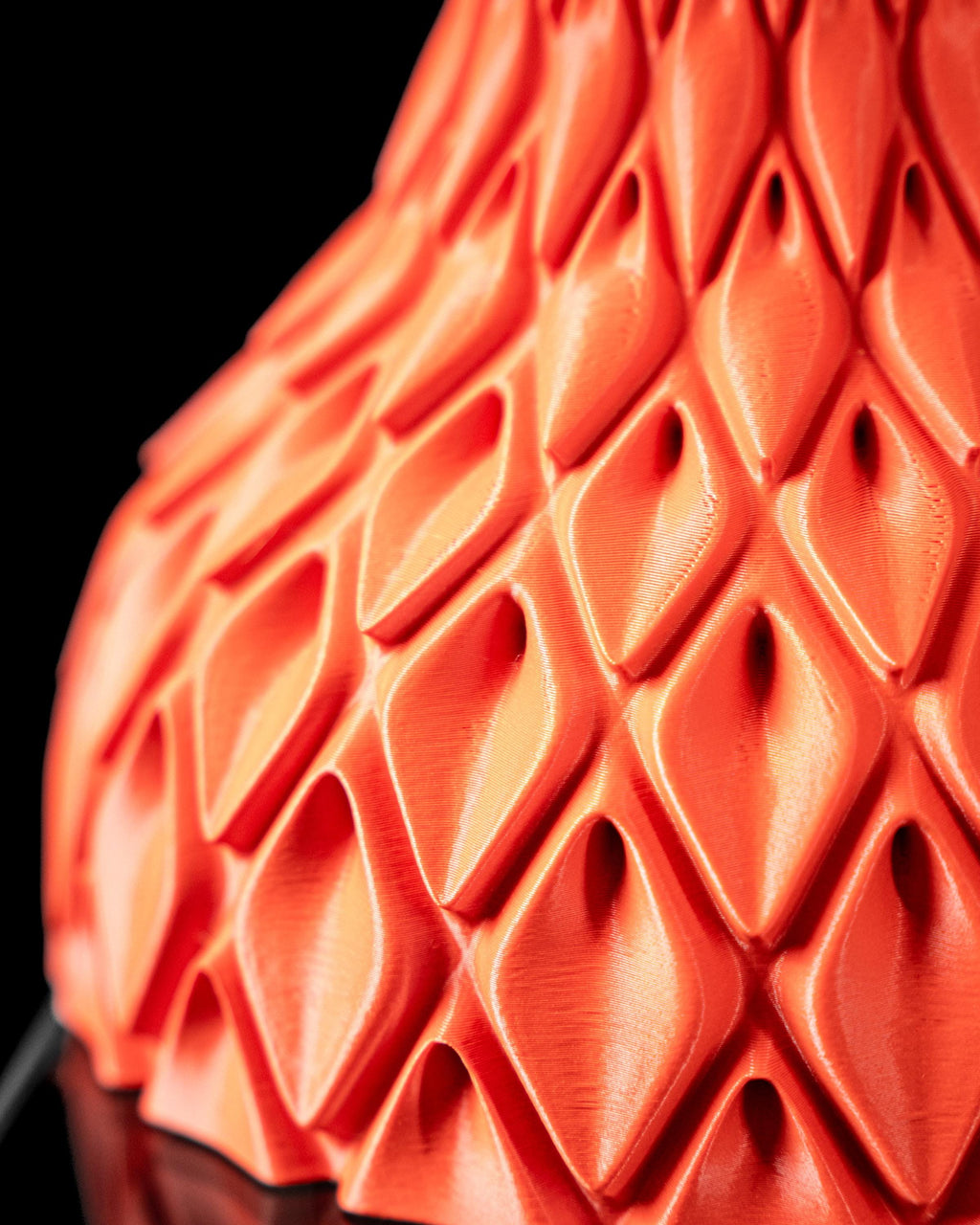 PETAL Lamp – 3D Printed Sculptural Table, Coral Orange Embossed Petal Lattice (etsy image id: 7913164751)