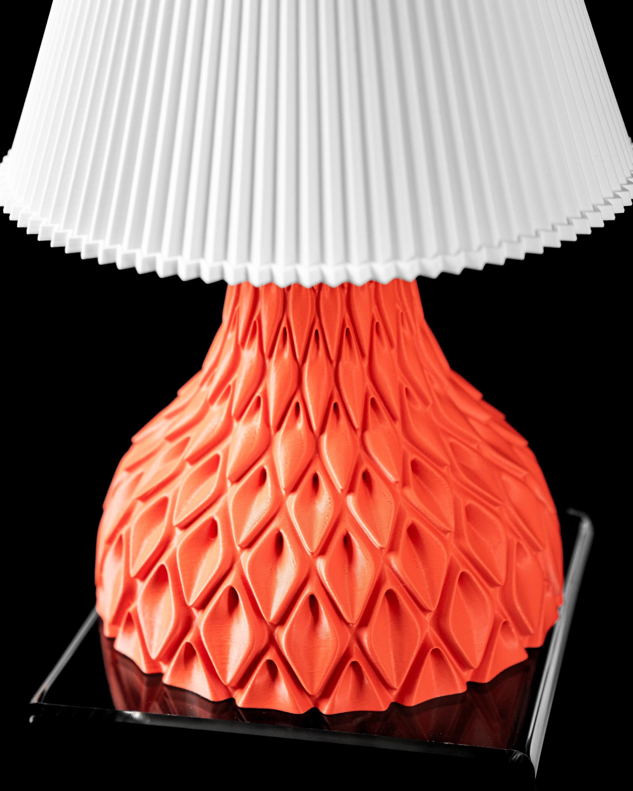 PETAL Lamp – 3D Printed Sculptural Table, Coral Orange Embossed Petal Lattice (etsy image id: 7913164775)