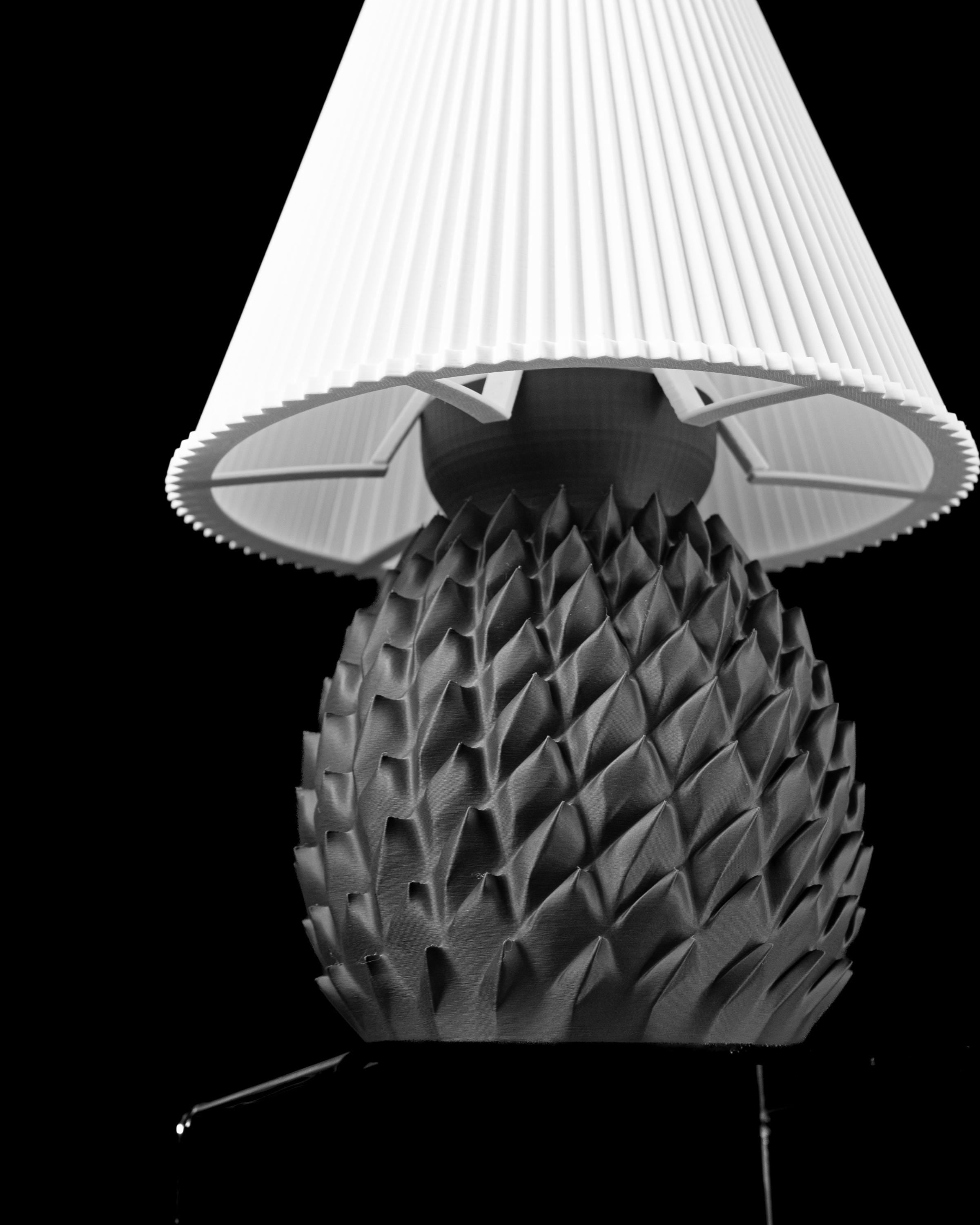 3D Printed PINE Lamp – Pinecone Scale Texture, Matte Black Nature Inspired Table Lamp (etsy image id: 7913182659)