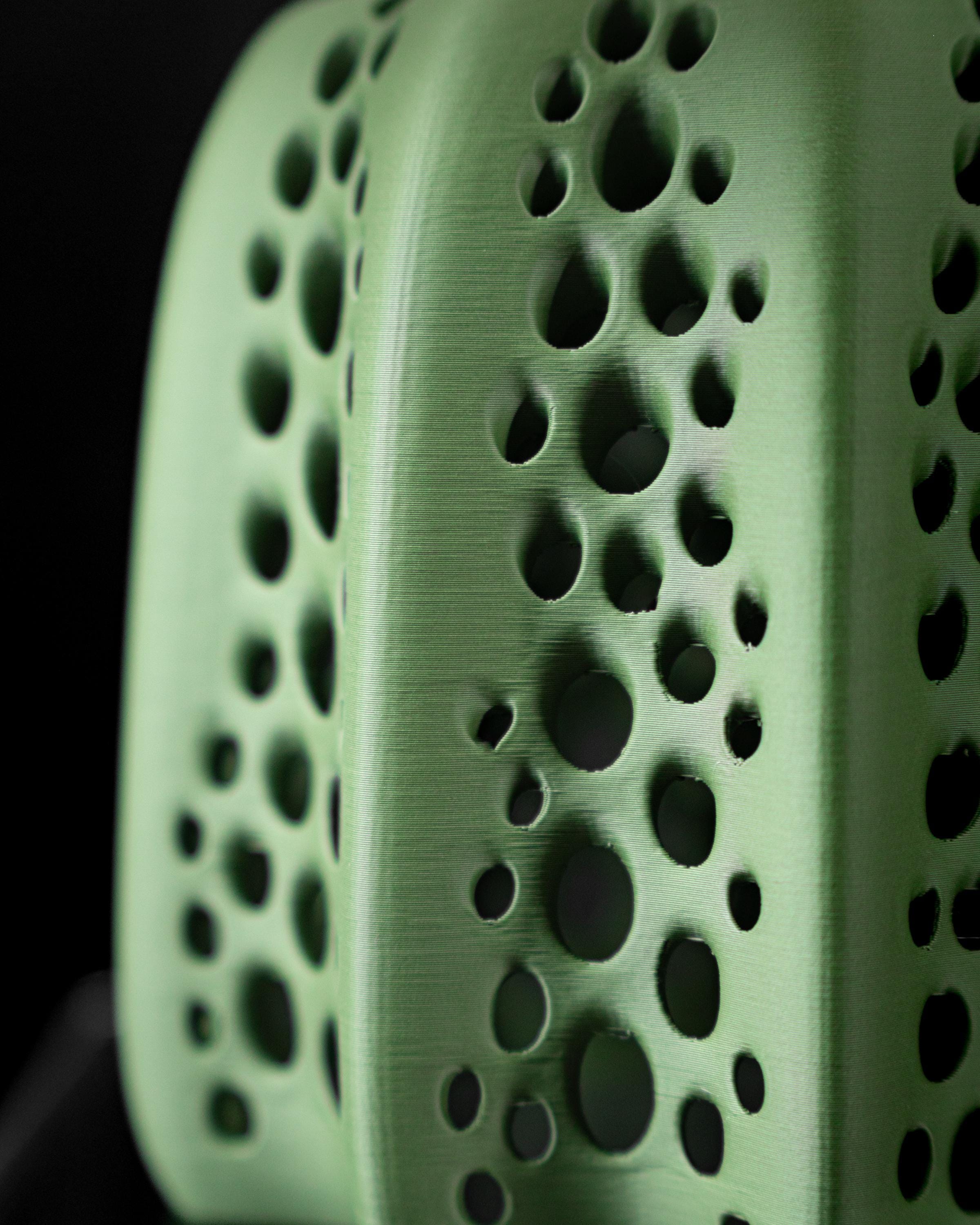 SEAFRONT 02 - 3D Printed Sculptural Table Lamp – Sage Green Perforated Faceted Form (Bulb Included) (etsy image id: 7913222947)
