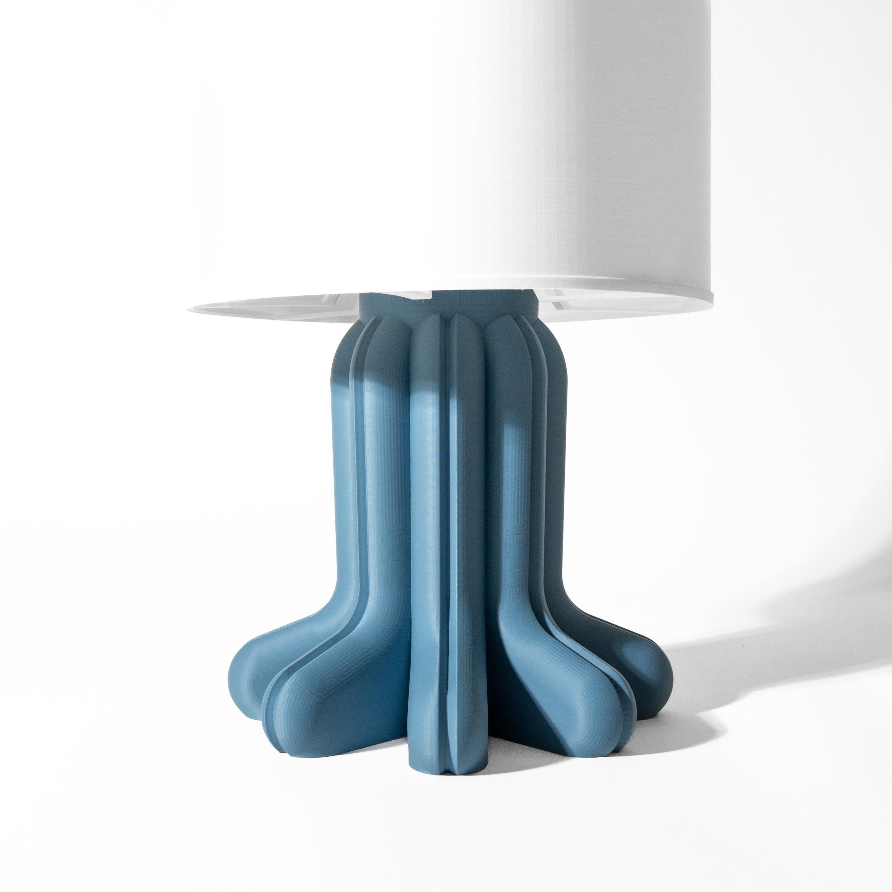 Soru Table Lamp – 3D Printed Sculptural Column, Organic Fluted Design, Steel Blue Bedside Light (etsy image id: 7913256319)