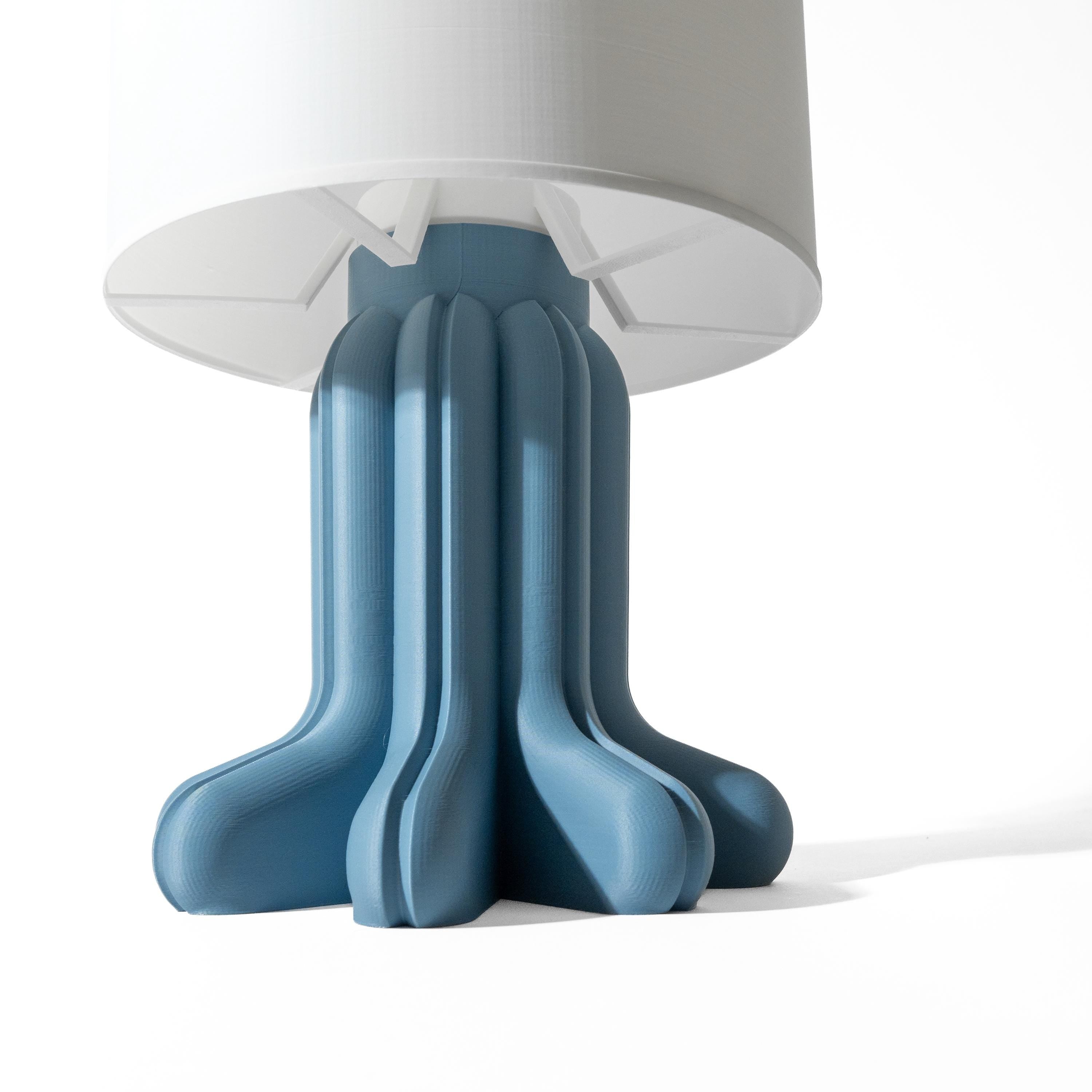 Soru Table Lamp – 3D Printed Sculptural Column, Organic Fluted Design, Steel Blue Bedside Light (etsy image id: 7913256479)