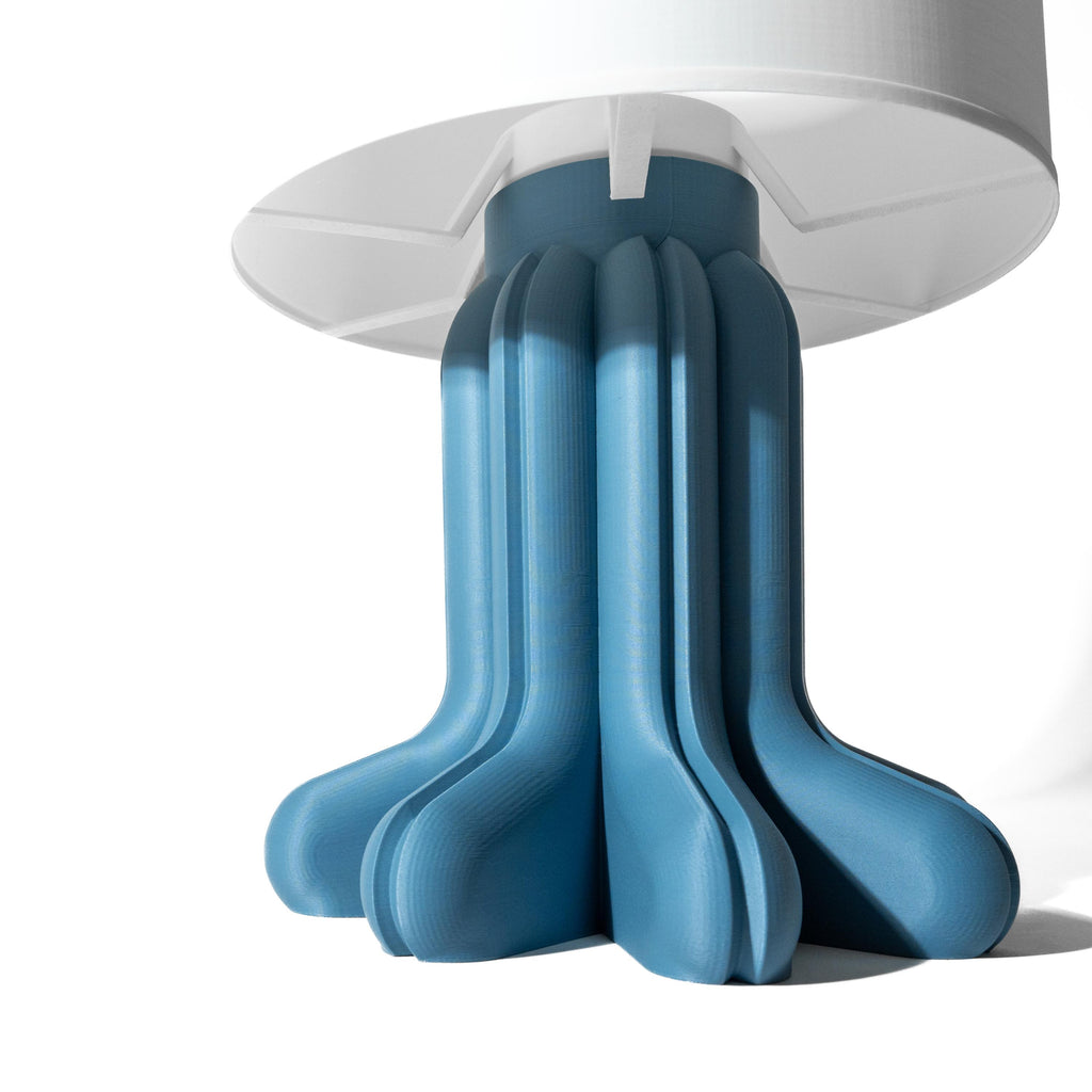 Soru Table Lamp – 3D Printed Sculptural Column, Organic Fluted Design, Steel Blue Bedside Light (etsy image id: 7913256499)