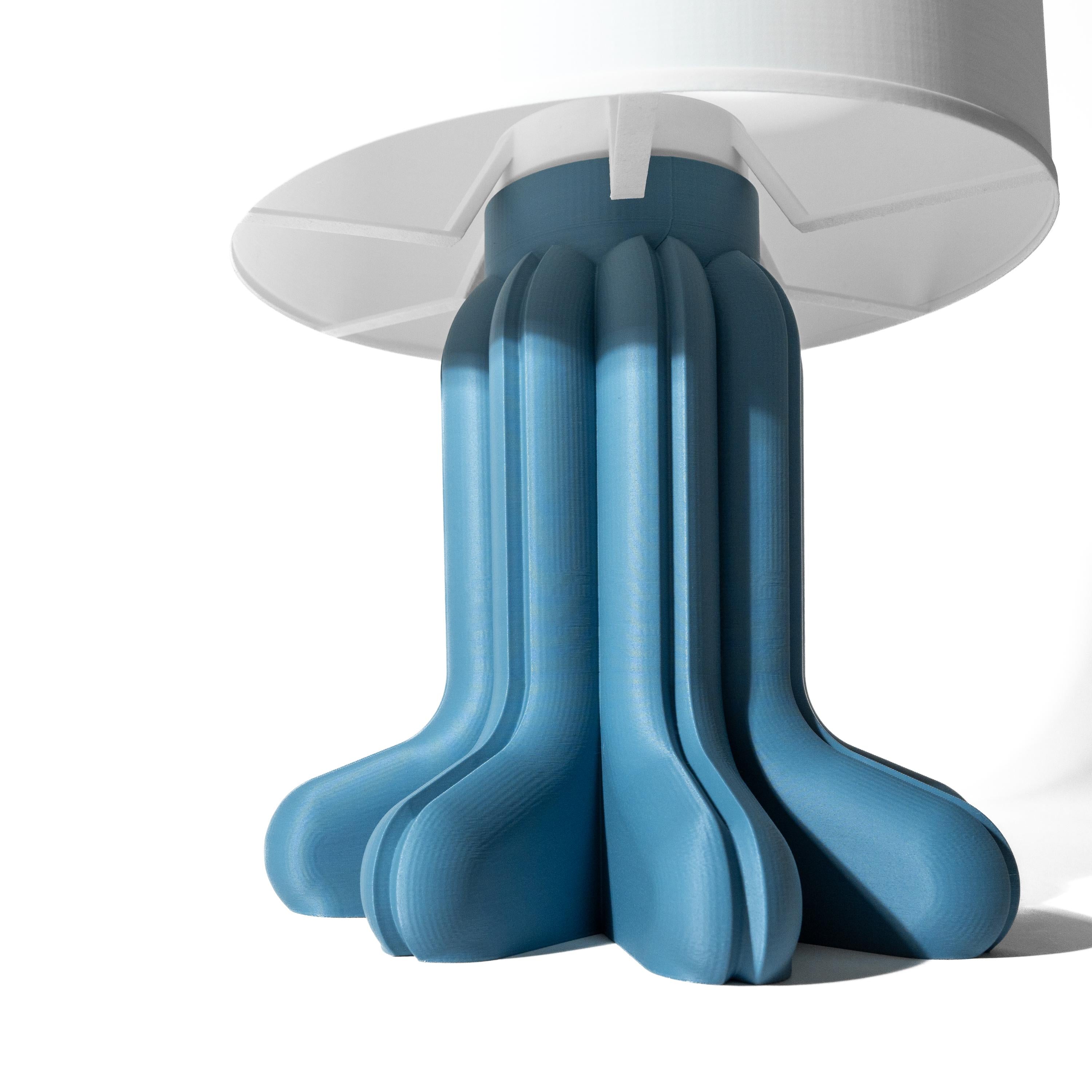 Soru Table Lamp – 3D Printed Sculptural Column, Organic Fluted Design, Steel Blue Bedside Light (etsy image id: 7913256499)