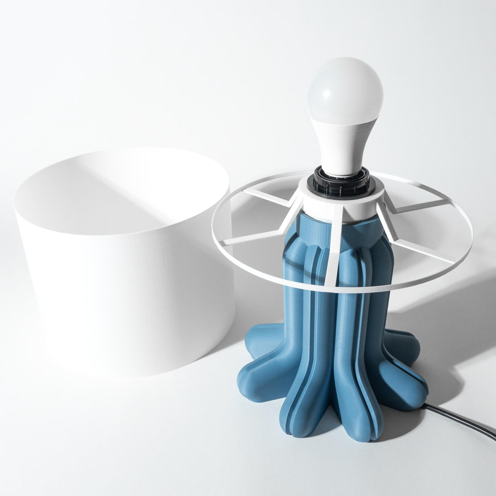 Soru Table Lamp – 3D Printed Sculptural Column, Organic Fluted Design, Steel Blue Bedside Light (etsy image id: 7913256503)