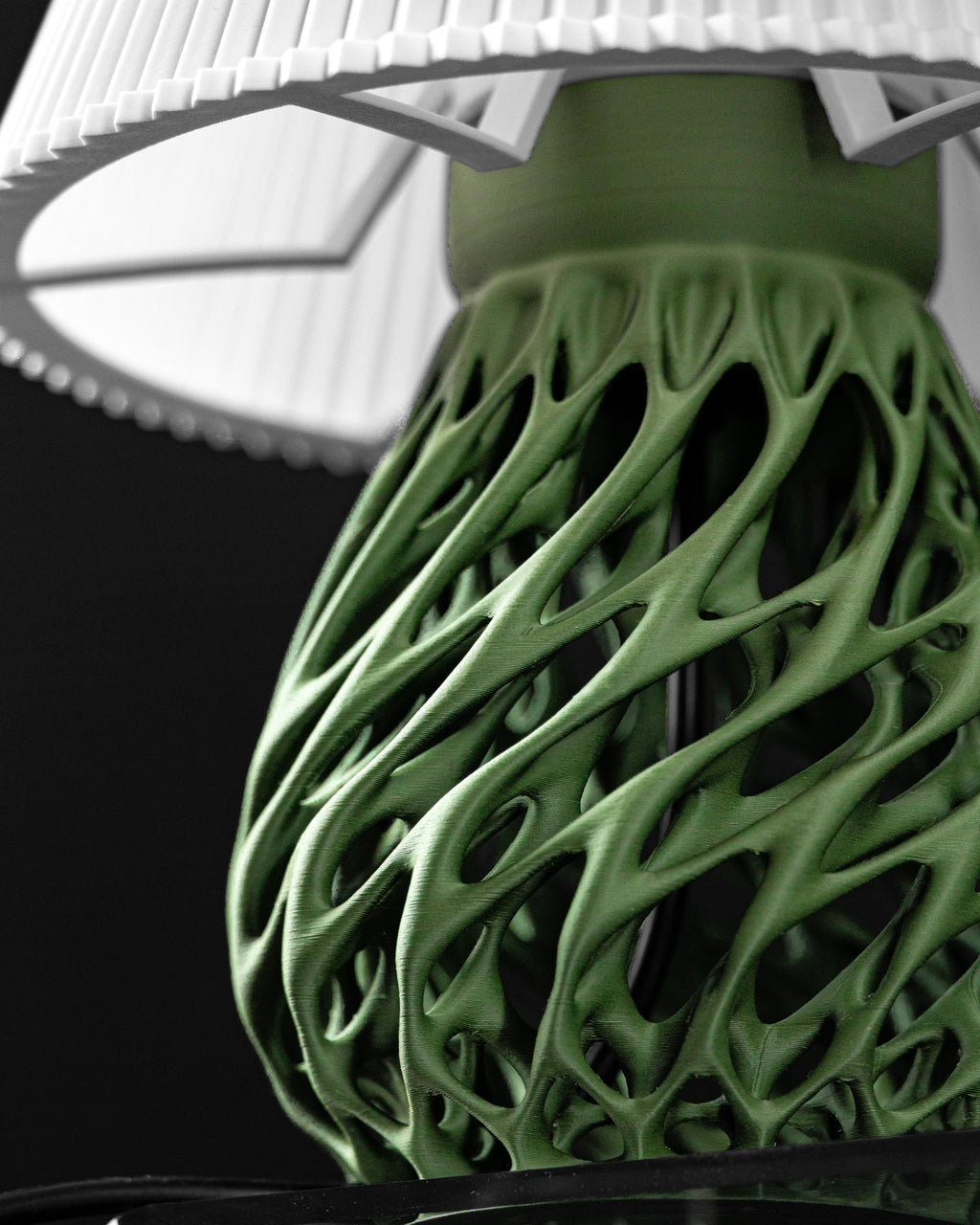 TWISTED 3D Printed Table Lamp – Organic Spiral Lattice Base, Botanical Decor (etsy image id: 7913260845)