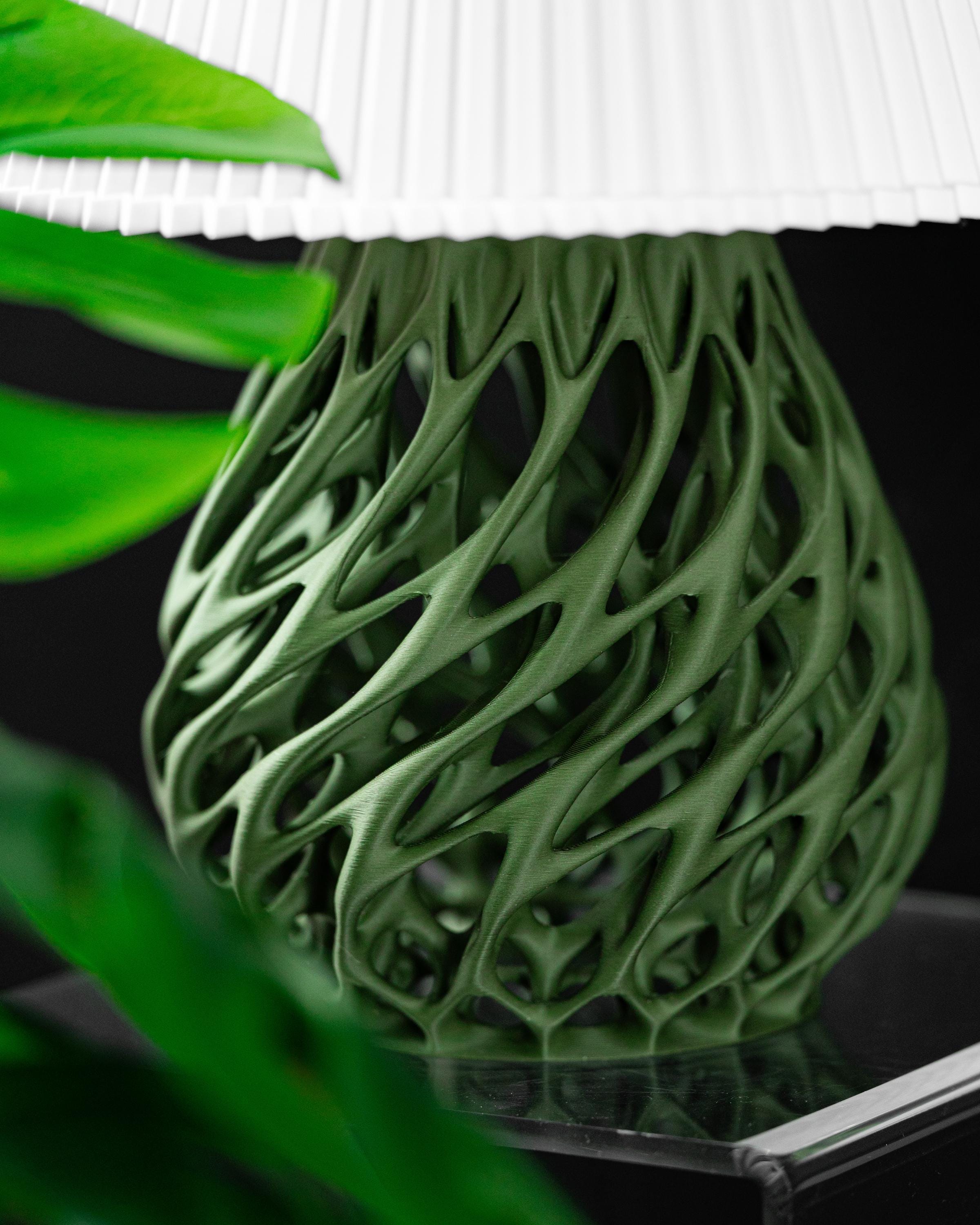 TWISTED 3D Printed Table Lamp – Organic Spiral Lattice Base, Botanical Decor (etsy image id: 7913260851)