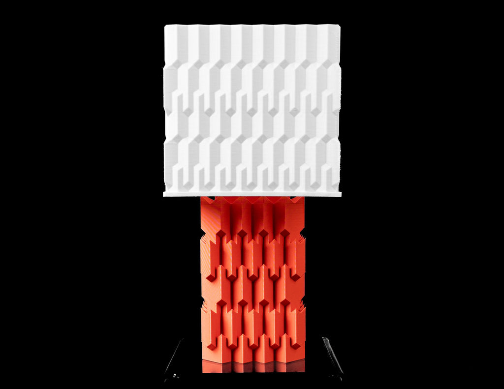 UPLINK 3D Printed Geometric Lamp – Brutalist Column Base, Textured Shade, Modern Decor (etsy image id: 7913265317)
