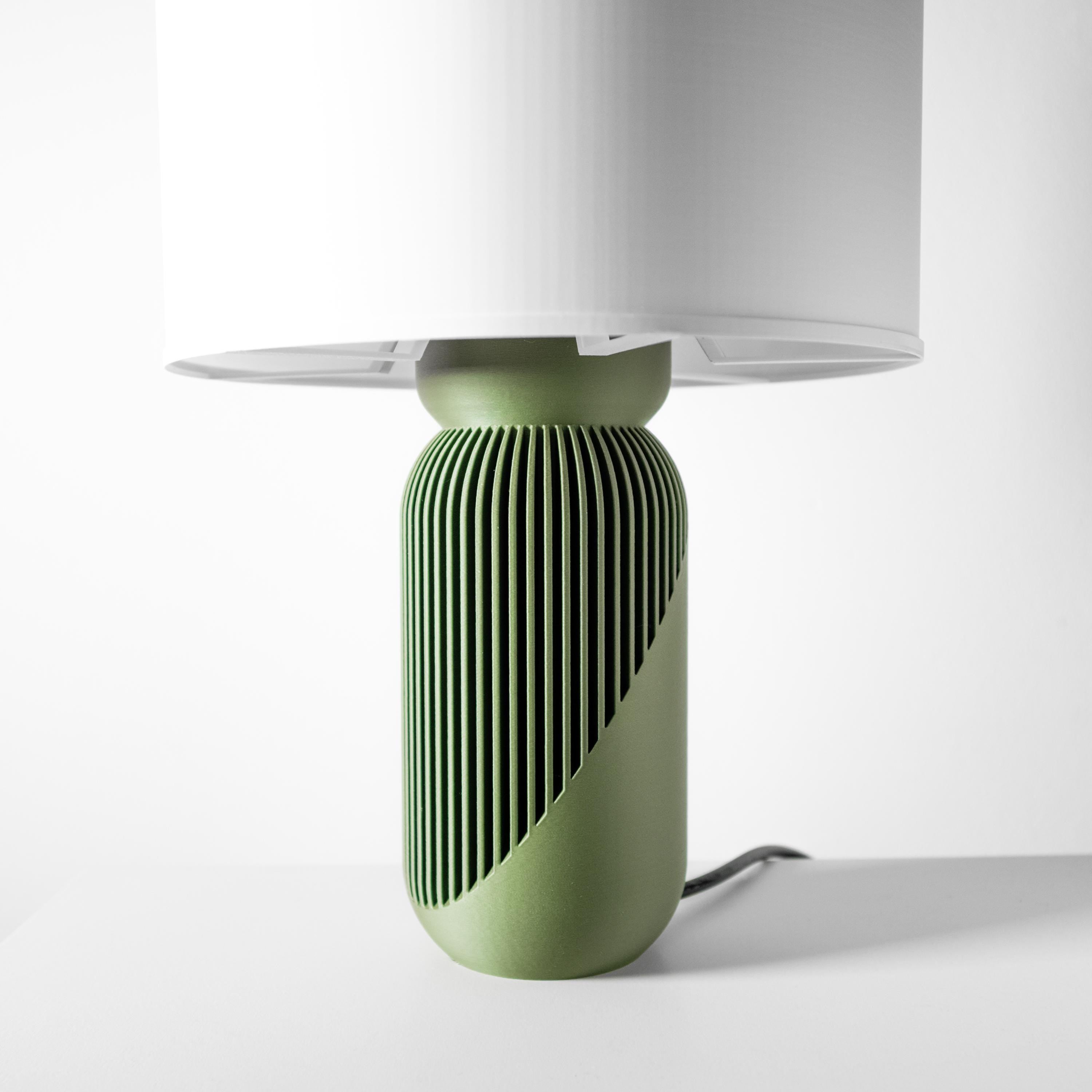 YAB 3D Printed Ribbed Capsule Lamp – Sage Green Minimalist Scandinavian Bedside Light (etsy image id: 7913312679)