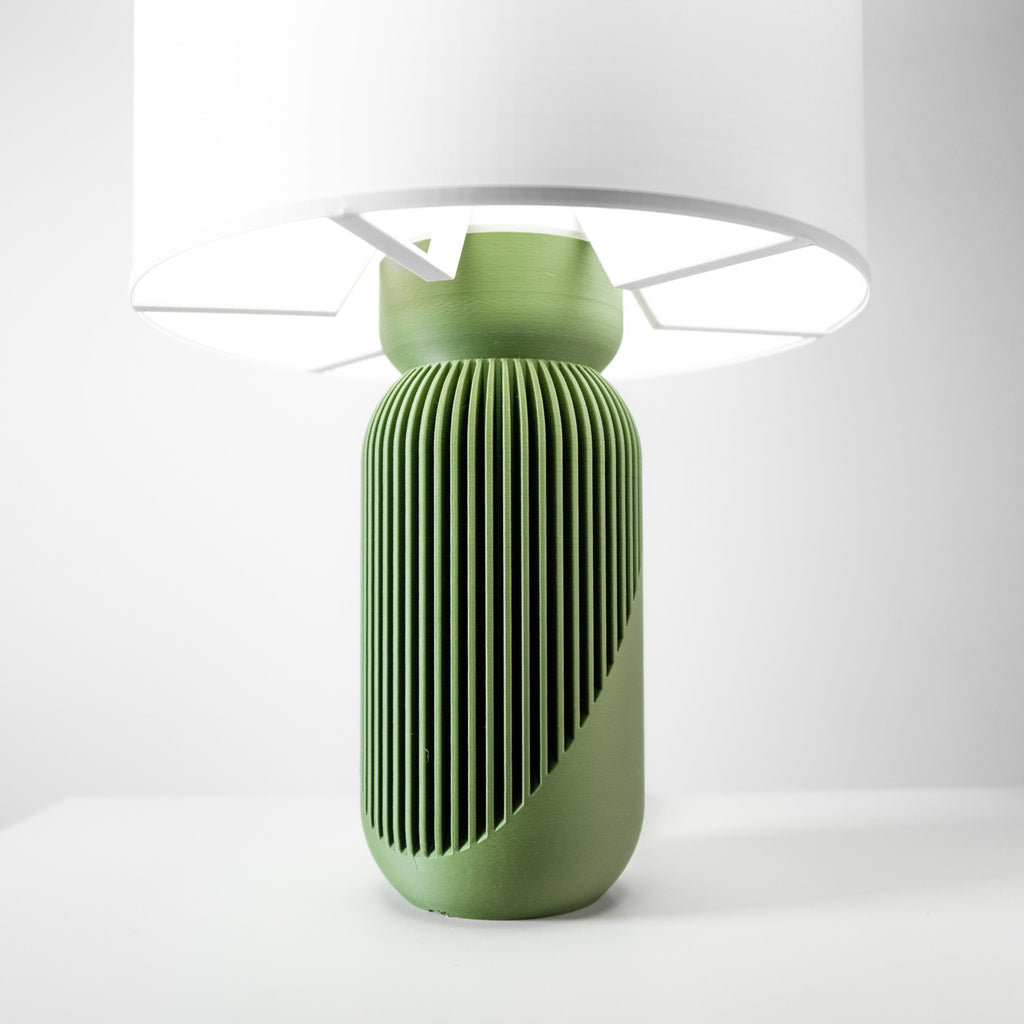 YAB 3D Printed Ribbed Capsule Lamp – Sage Green Minimalist Scandinavian Bedside Light (etsy image id: 7913312703)