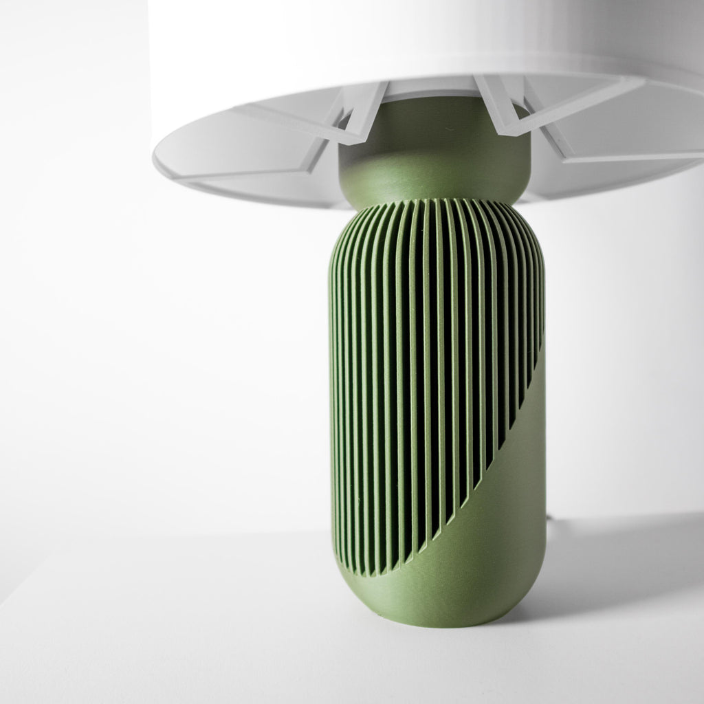 YAB 3D Printed Ribbed Capsule Lamp – Sage Green Minimalist Scandinavian Bedside Light (etsy image id: 7913312721)