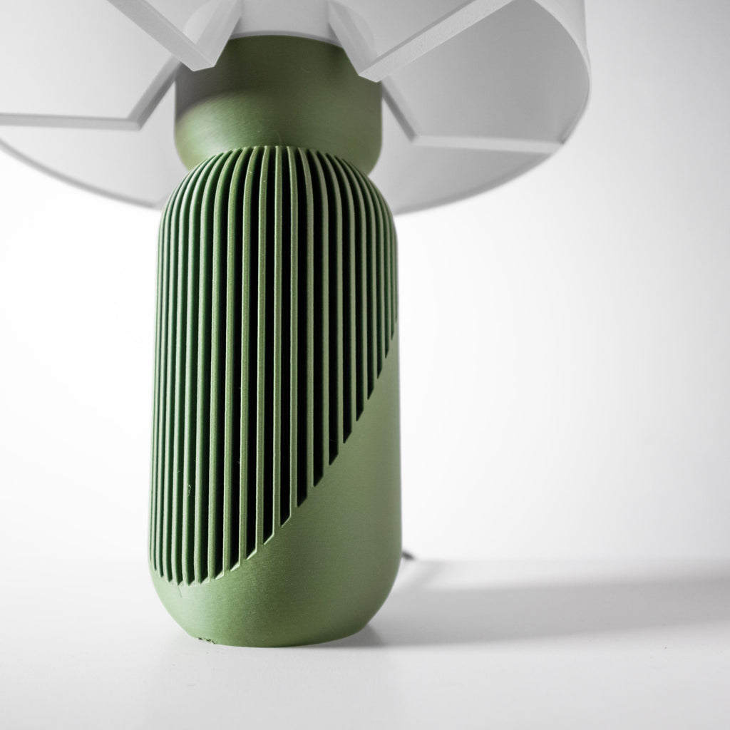 YAB 3D Printed Ribbed Capsule Lamp – Sage Green Minimalist Scandinavian Bedside Light (etsy image id: 7913312735)